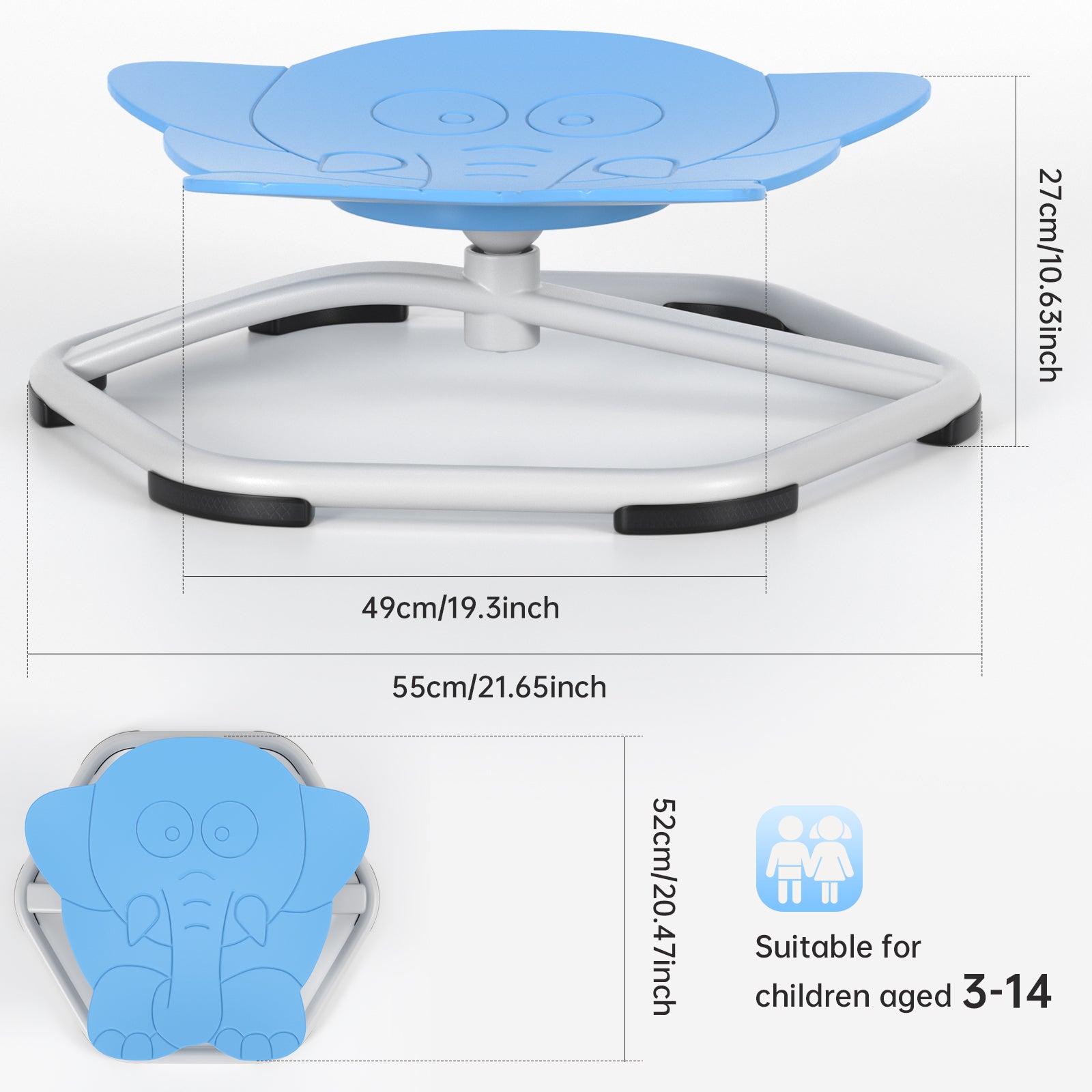 Asseyez-vous + spin 360 ° sensoriel rotation siège pivotant jouet enfants éléphant wobble chaise tabouret