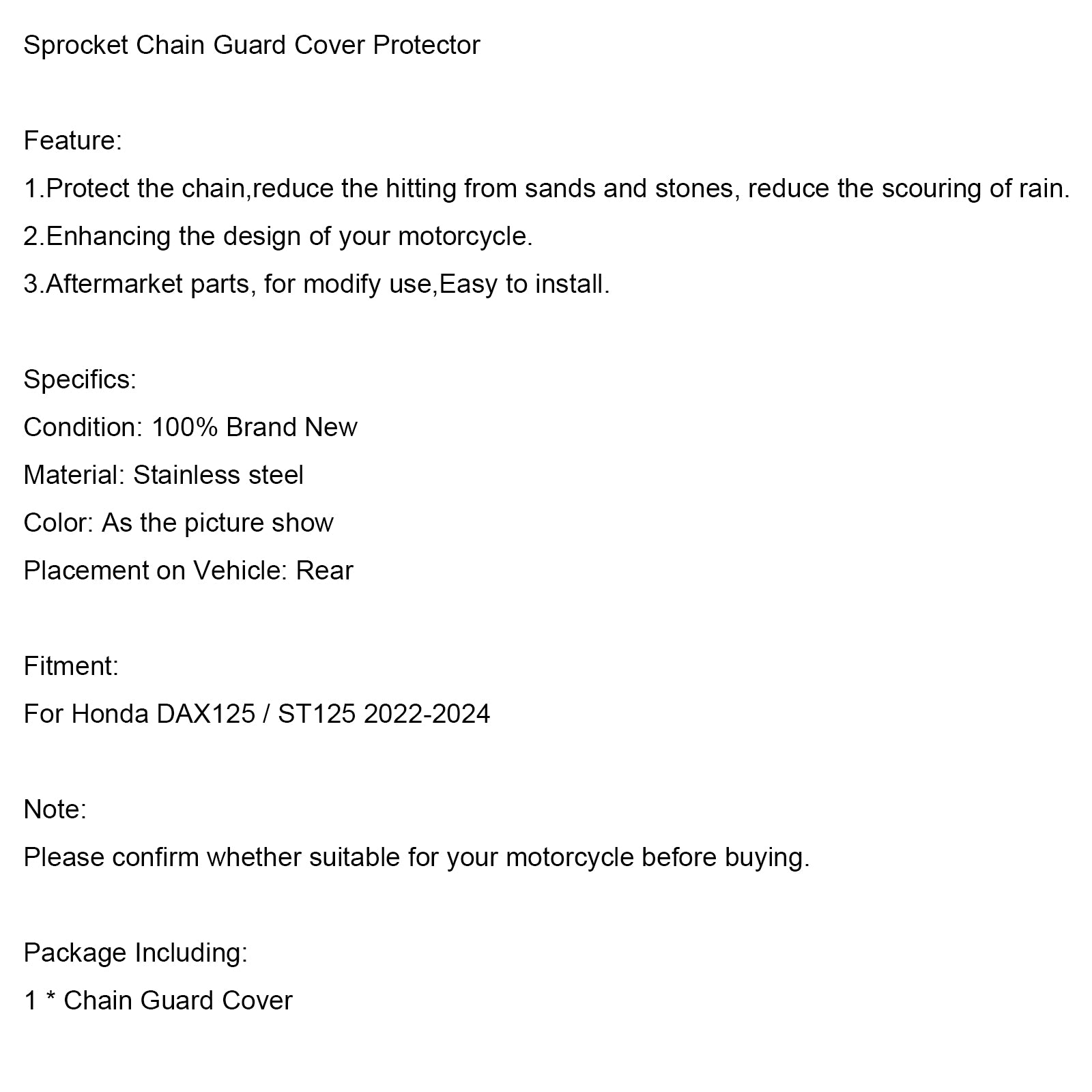 Chránič krytu ochranného krytu reťazca reťazca pre Honda Dax 125 ST125 2022-2024