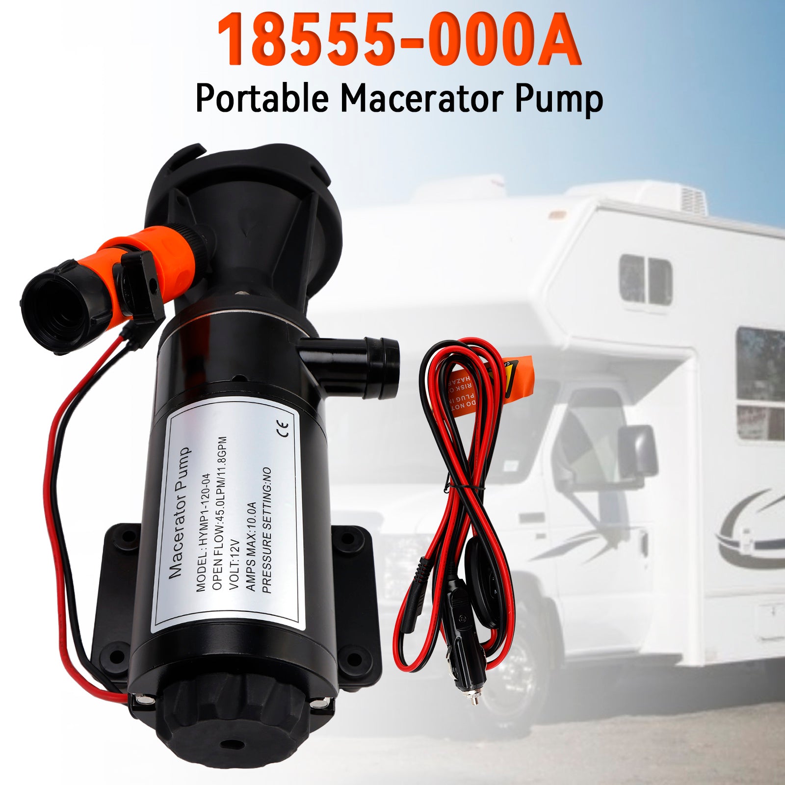 Bomba de residuos maceradora portátil 18555-000A para Camper RV 12V DC