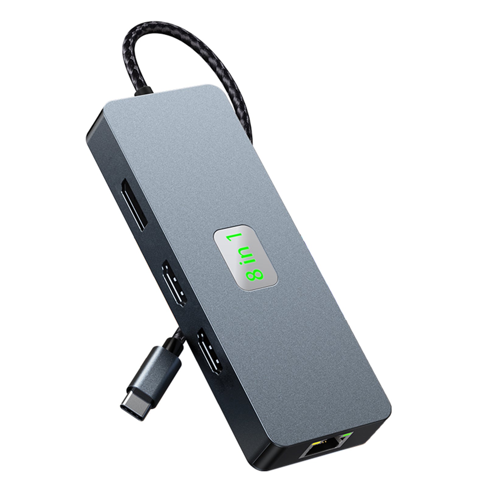 Base adaptadora de concentrador de interfaz 8 en 1 TYPE-C a RJ45 Gigabit USB 3.0 HDMI DP PD100W