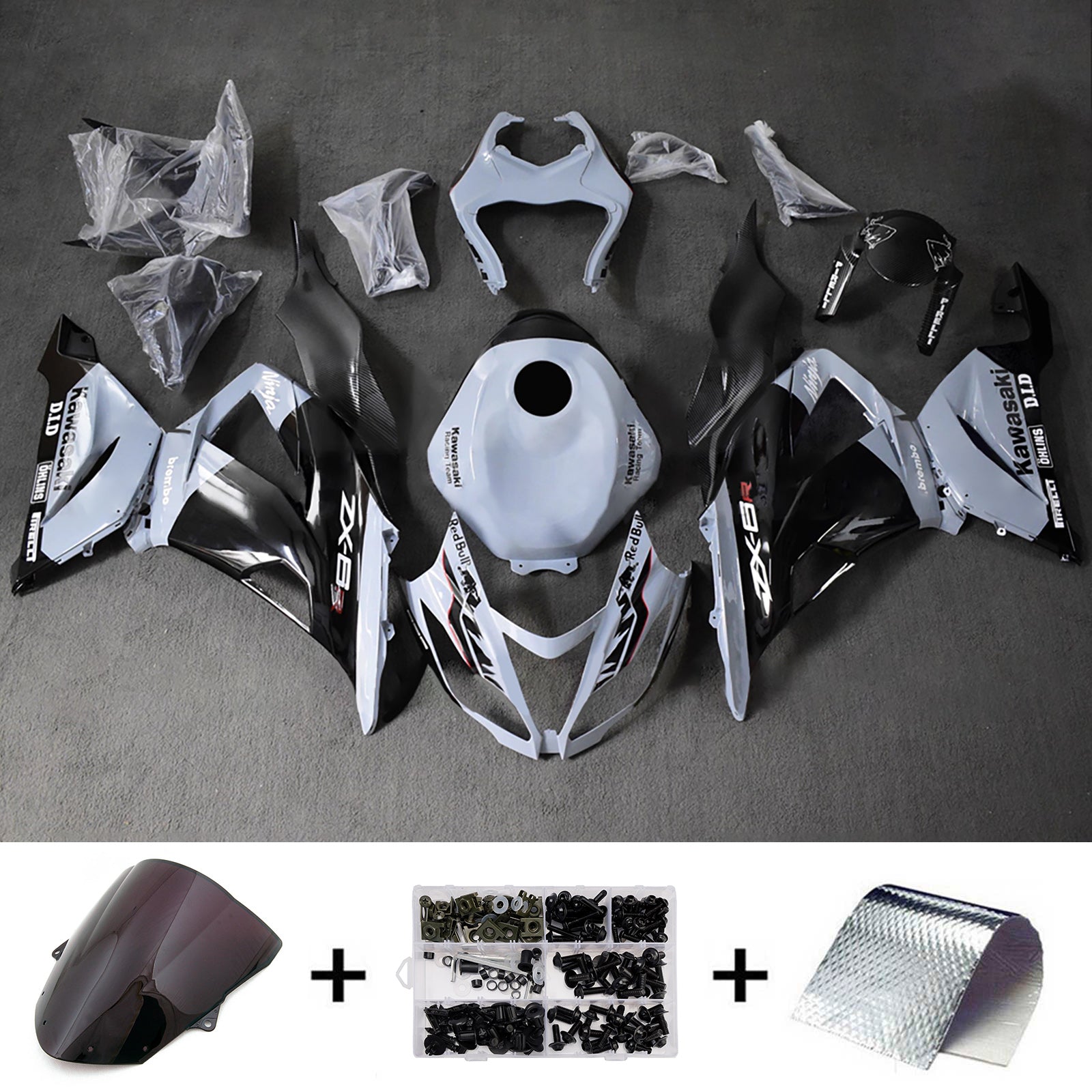 Kit carena iniezione carrozzeria in plastica ABS adatta per Kawasaki ZX6R 636 2013-2018