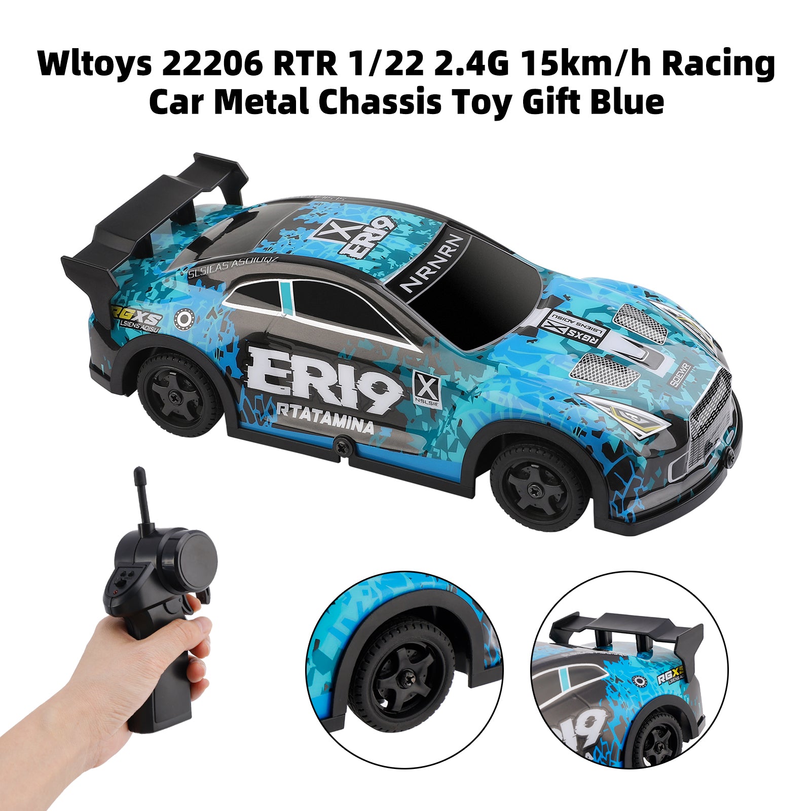 Wltoys 22206 RTR 1/22 2,4 g 15 km/h racingbil metallchassis Toy Gift Blue