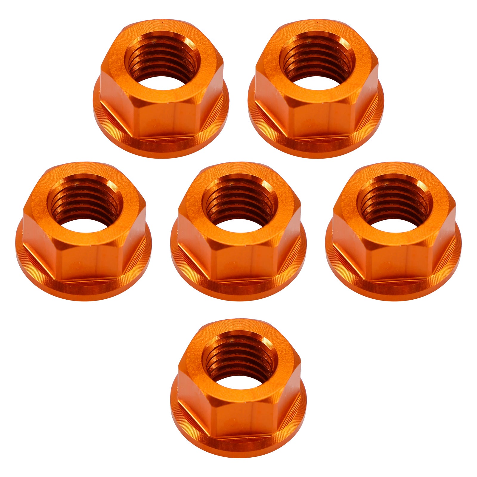 6 Pack Aluminum Rear Sprocket Flange Nuts M10X1.5mm Orange For Motorcycle Bike
