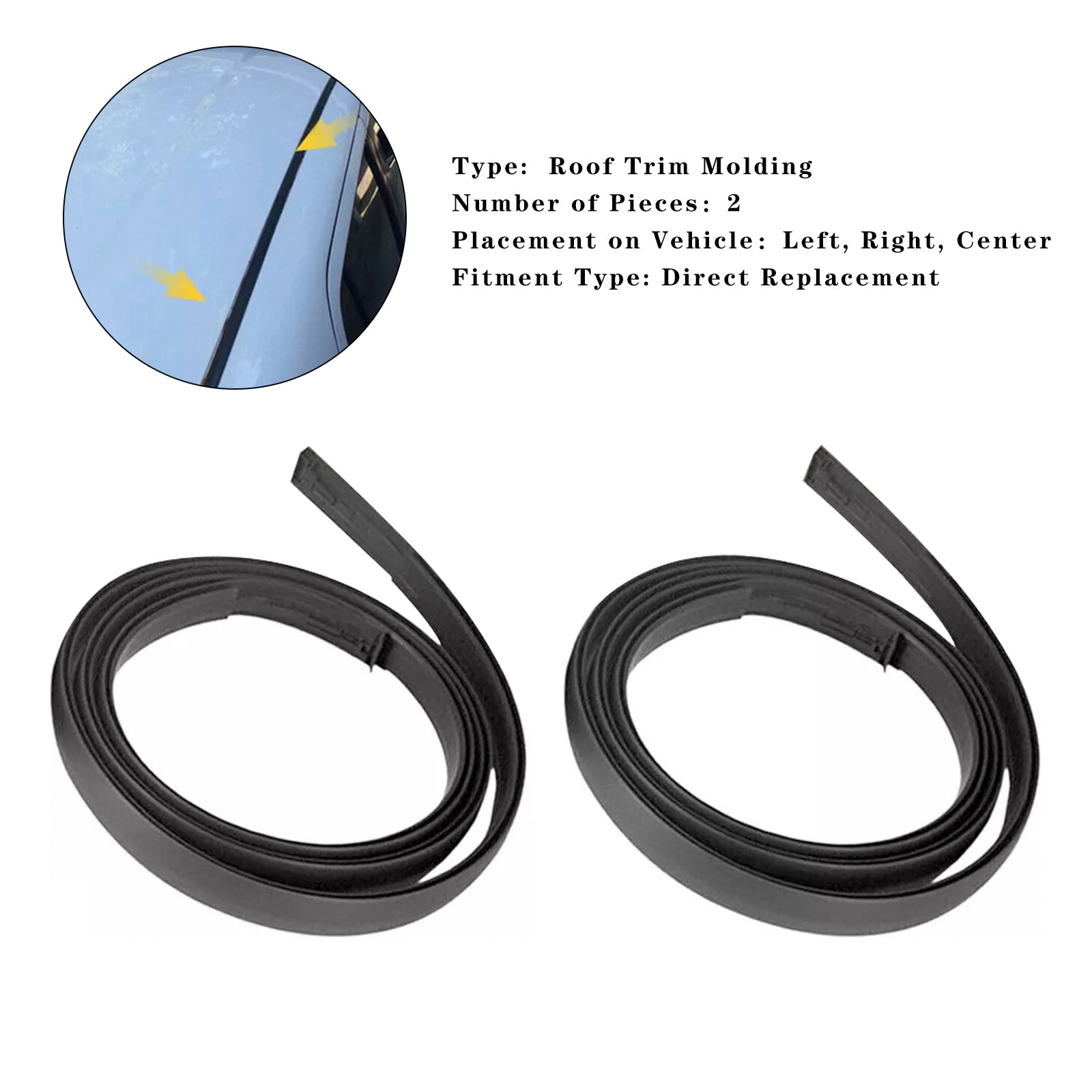 Moldura de techo para Scion xB 2008-2015, 2 piezas, centro izquierdo & Goma del lado derecho