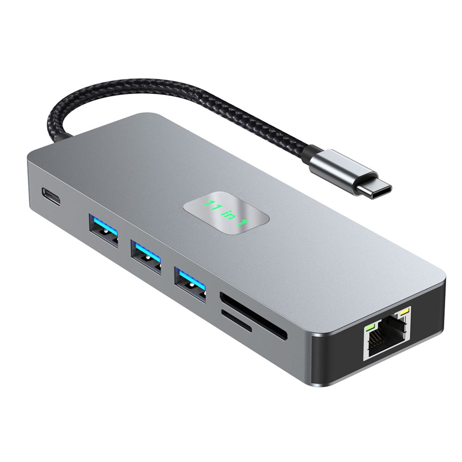 11 en 1 TYPE-C a RJ45 Gigabit USB3.0 HDMI VGA Audio USB-C datos SD/TF PD100W