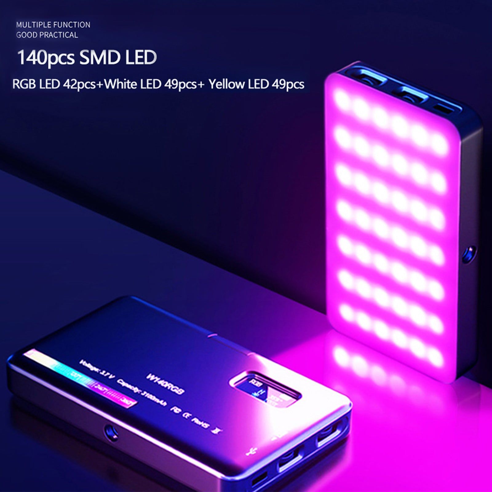 W140 RGB LED-videolampa fyllnadsljus videokamera mobiltelefon live skönhet utomhus