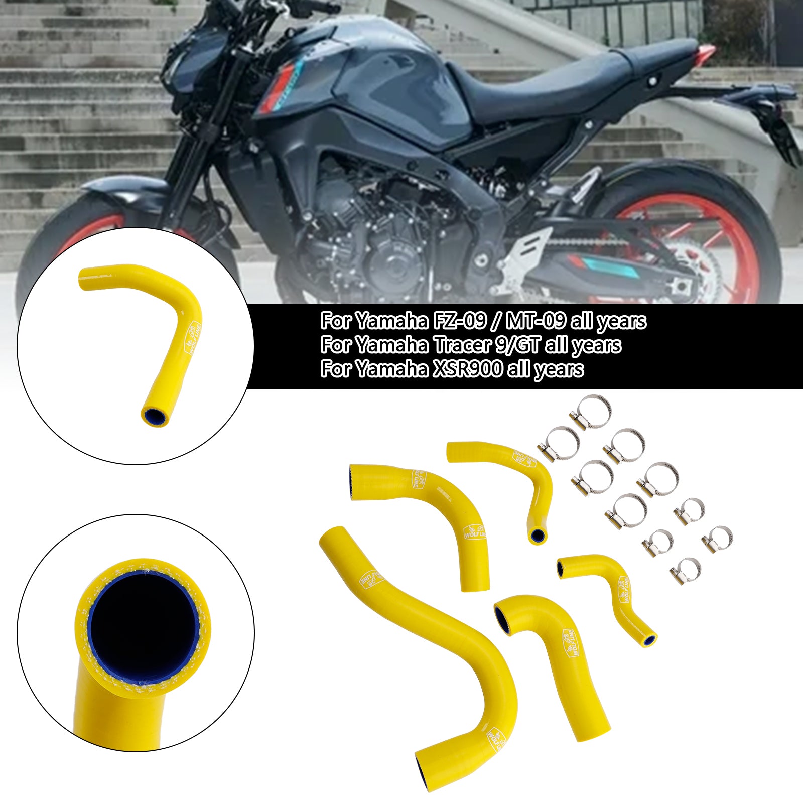 Yamaha MT-09 XSR900 TRACER 9/GT Todos os anos Silicone Radiator Coolant Mangueira