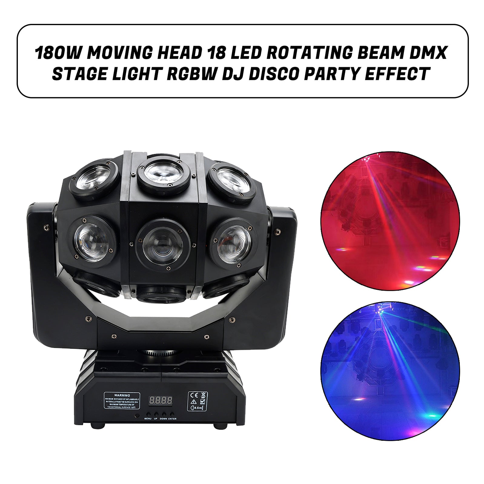 Projecteur rotatif à tête mobile 180W 18 LED, lumière de scène DMX RGBW DJ Disco Party Effect