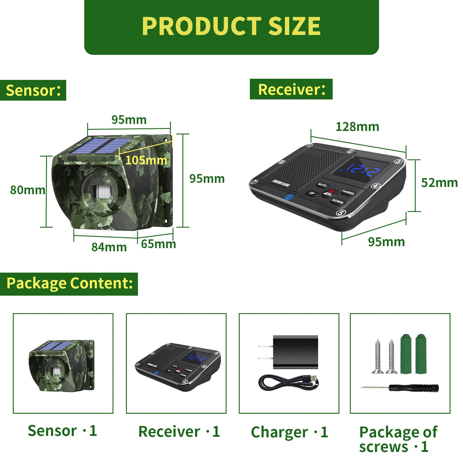 800 m op zonne-energie buiten infrarood aangedreven opritalarm anti-diefstal inductie draadloos