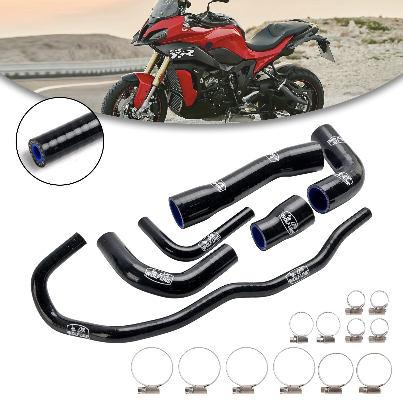 2021-2024 BMW S1000XR Silikon Radiator kjølevæskesett Kit