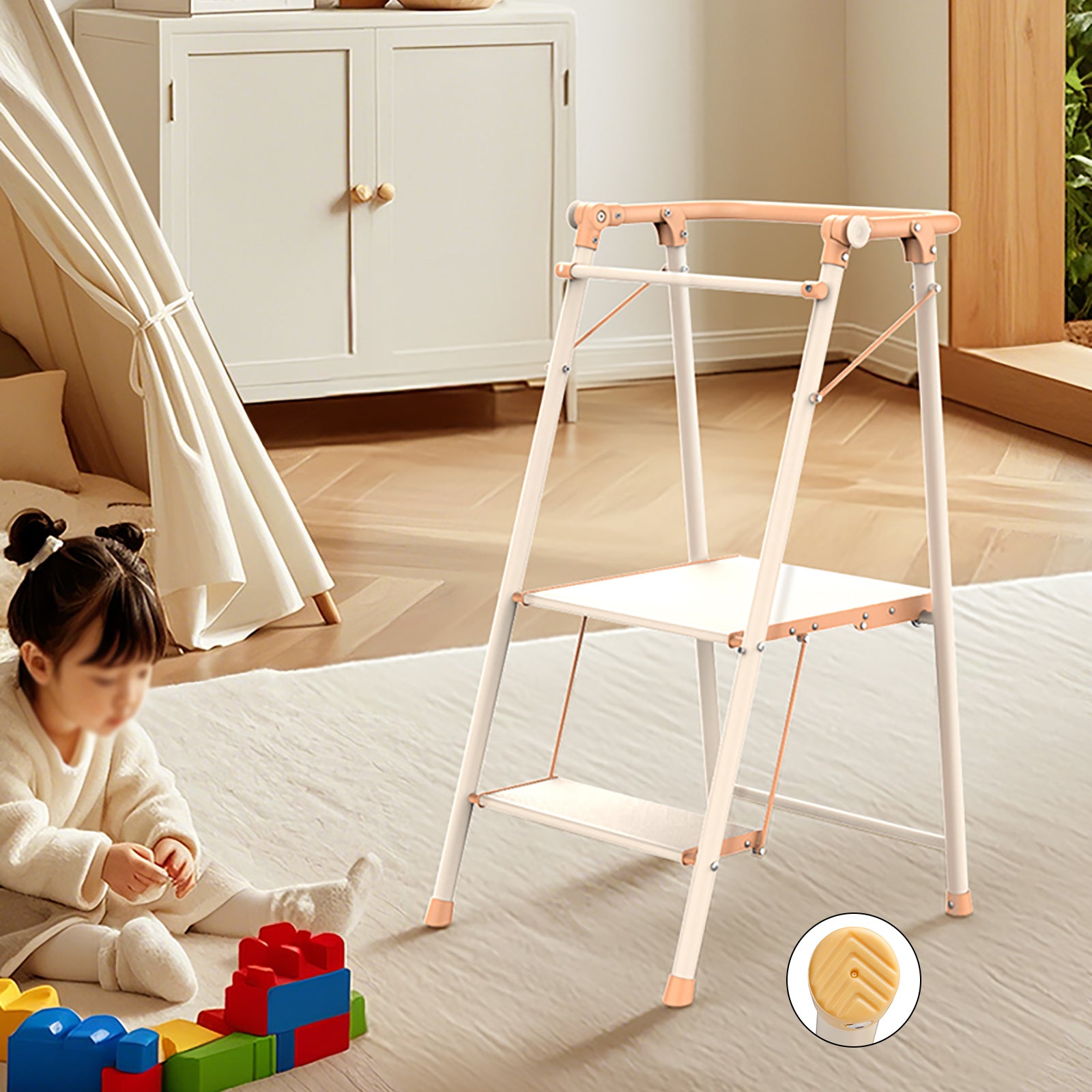 2-staps keukenstepper opklapbare opstapkruk voor volwassenen, opklapbaar voor kinderen