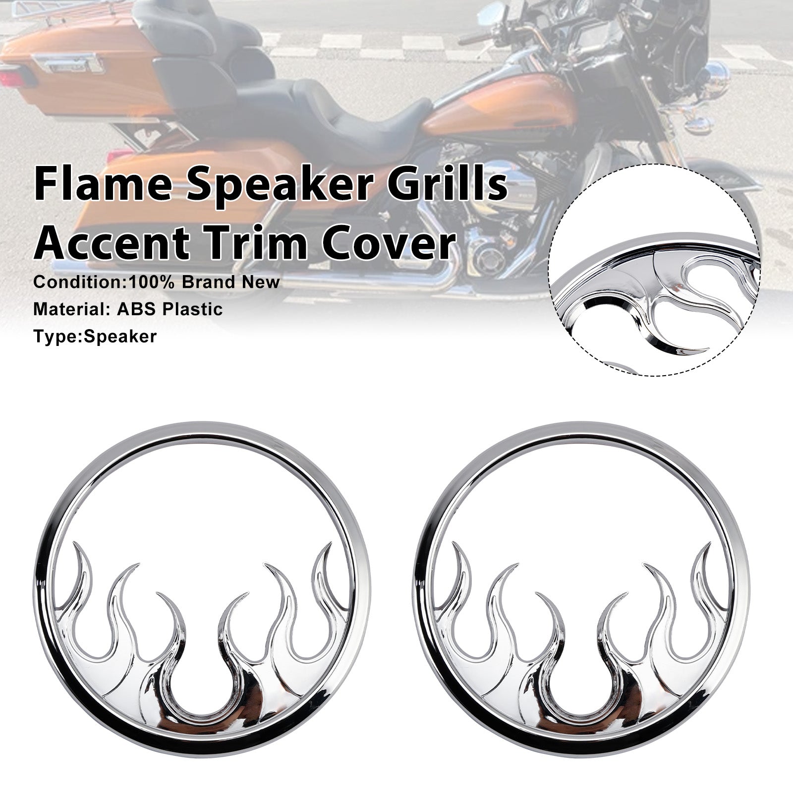 Flame Speaker Grills Accent Trim Cover For Touring Electra Glide Ultra Classic