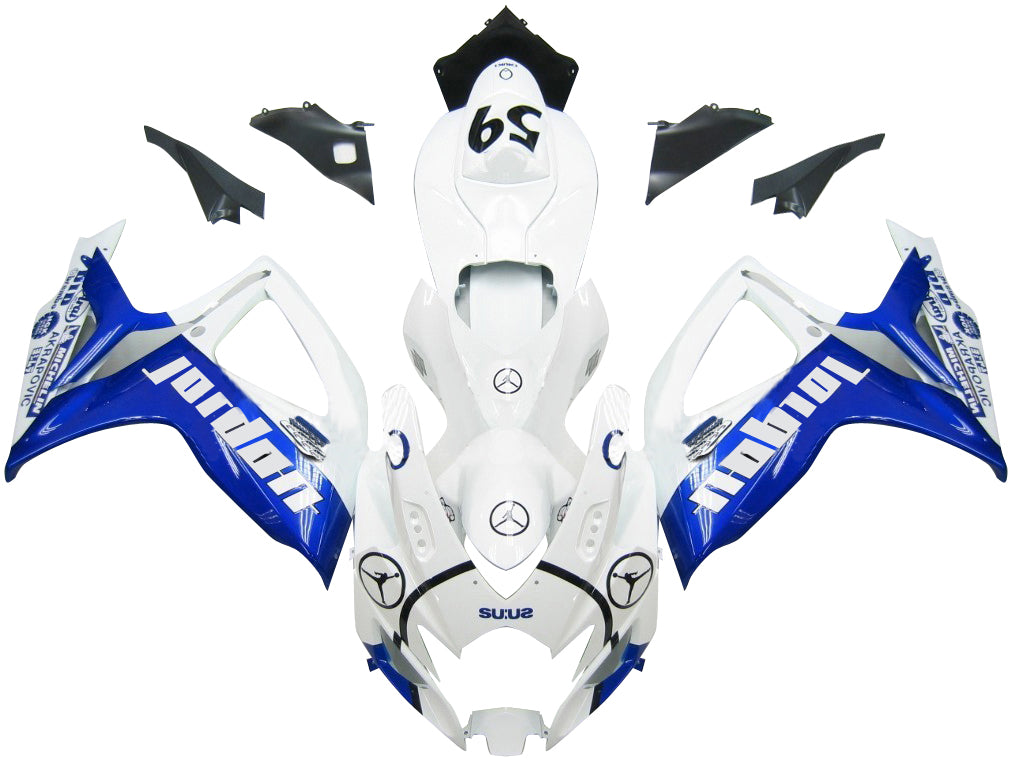 Suzuki GSXR 600 750 Blanc 2006-2007 & Carénages Jordan Racing bleus génériques