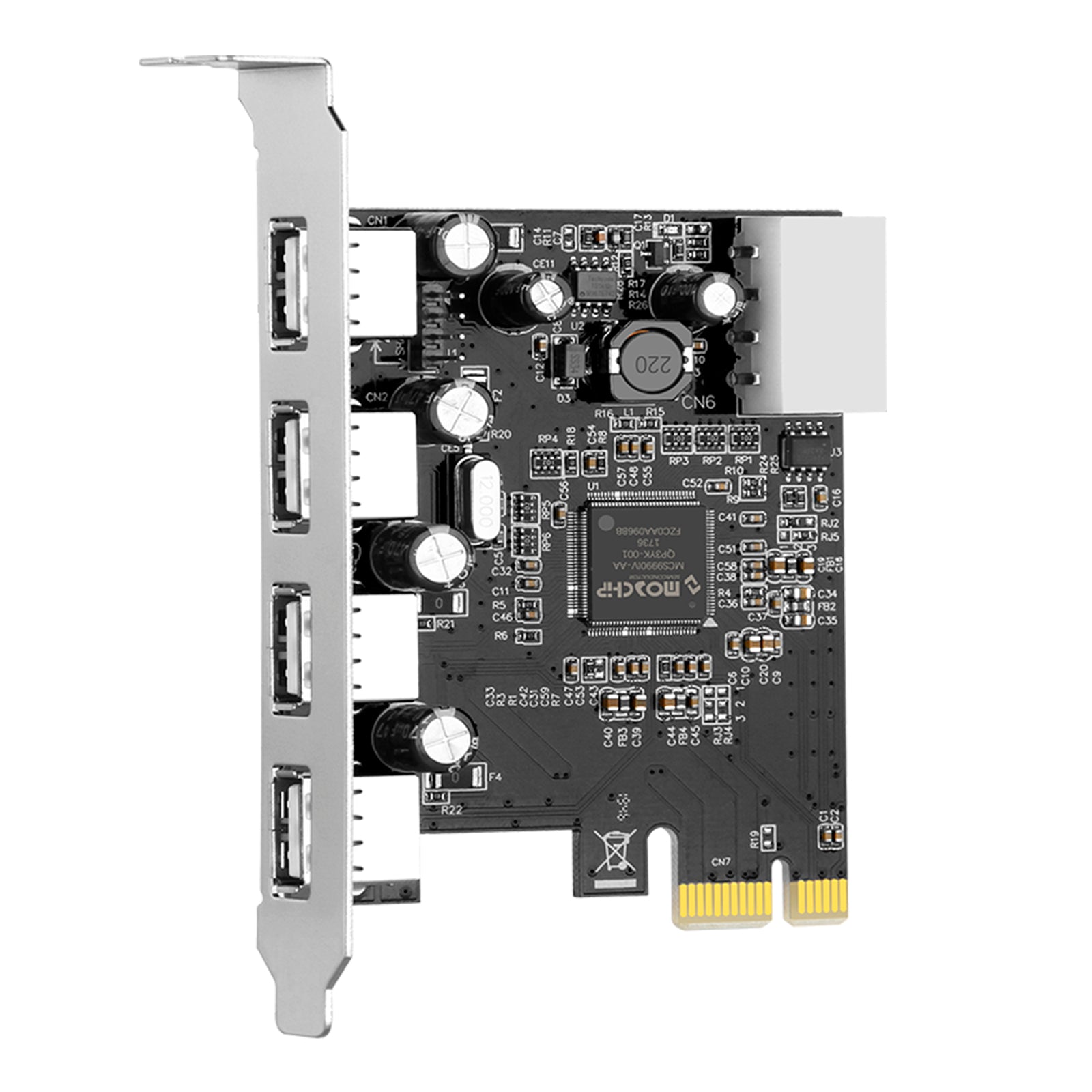 Hub 2.0 PCIe til USB 2.0 Expansion Card Moschip Adapter Card 4pin strømforsyning