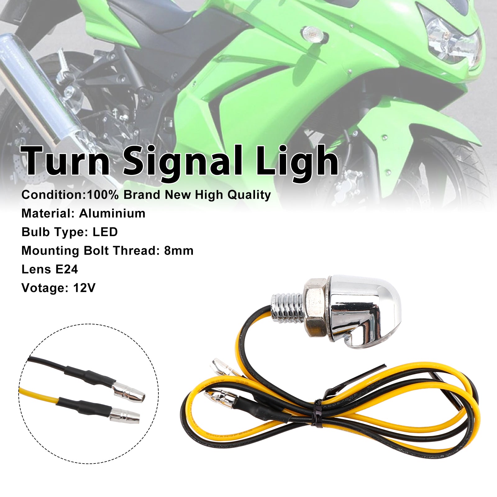 12v LED Turn Signal Indicator Light 8 mm Universal Motorcycle pour Honda