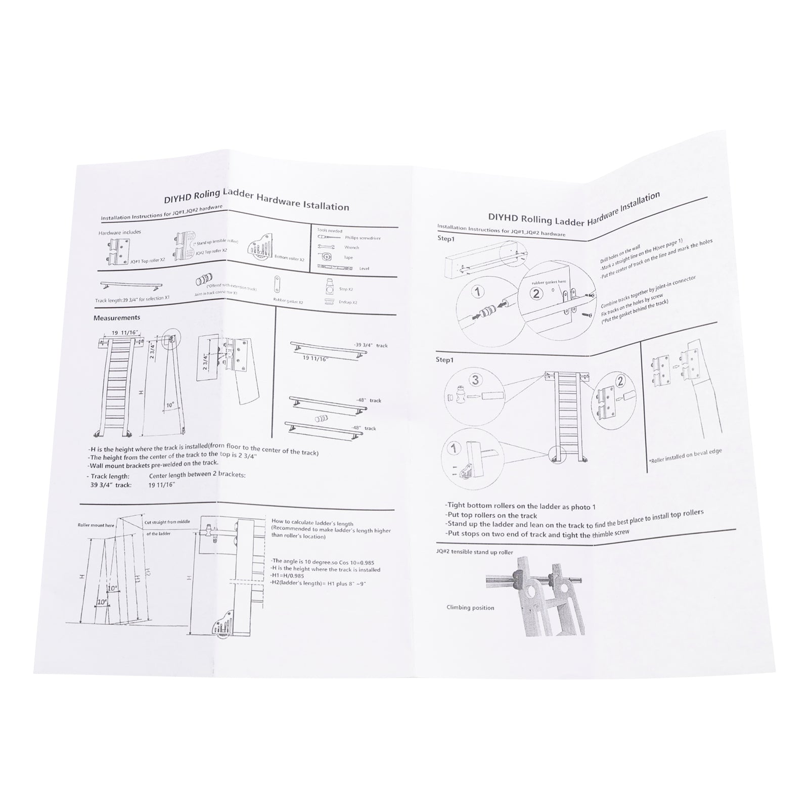 Rolling Library Sliding Ladder Hardware Kit com freio de 3,3 pés de tubo redondo