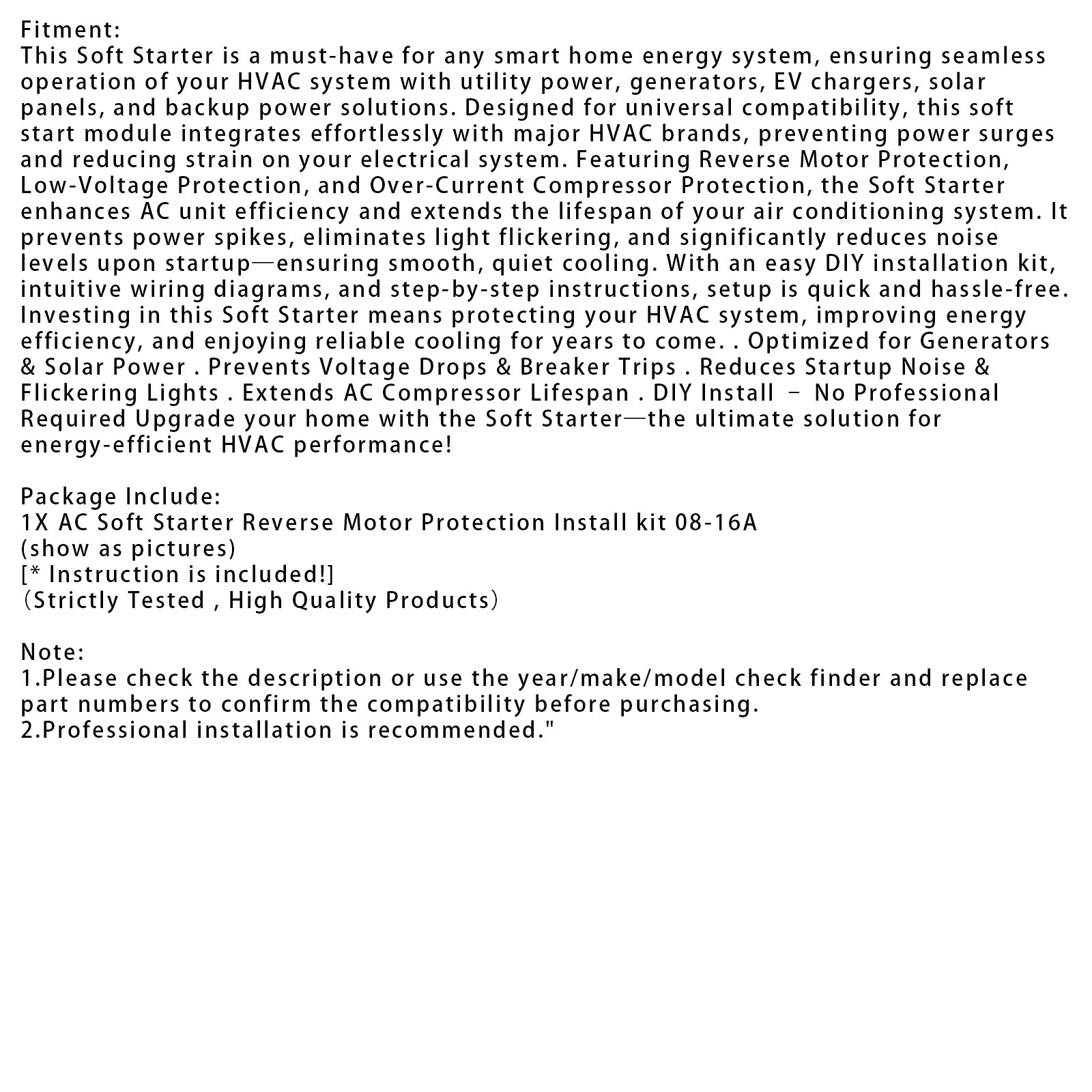 08-16A Soft Start Module For 1.75-3.5 Ton AC Units Reverse Motor Protection