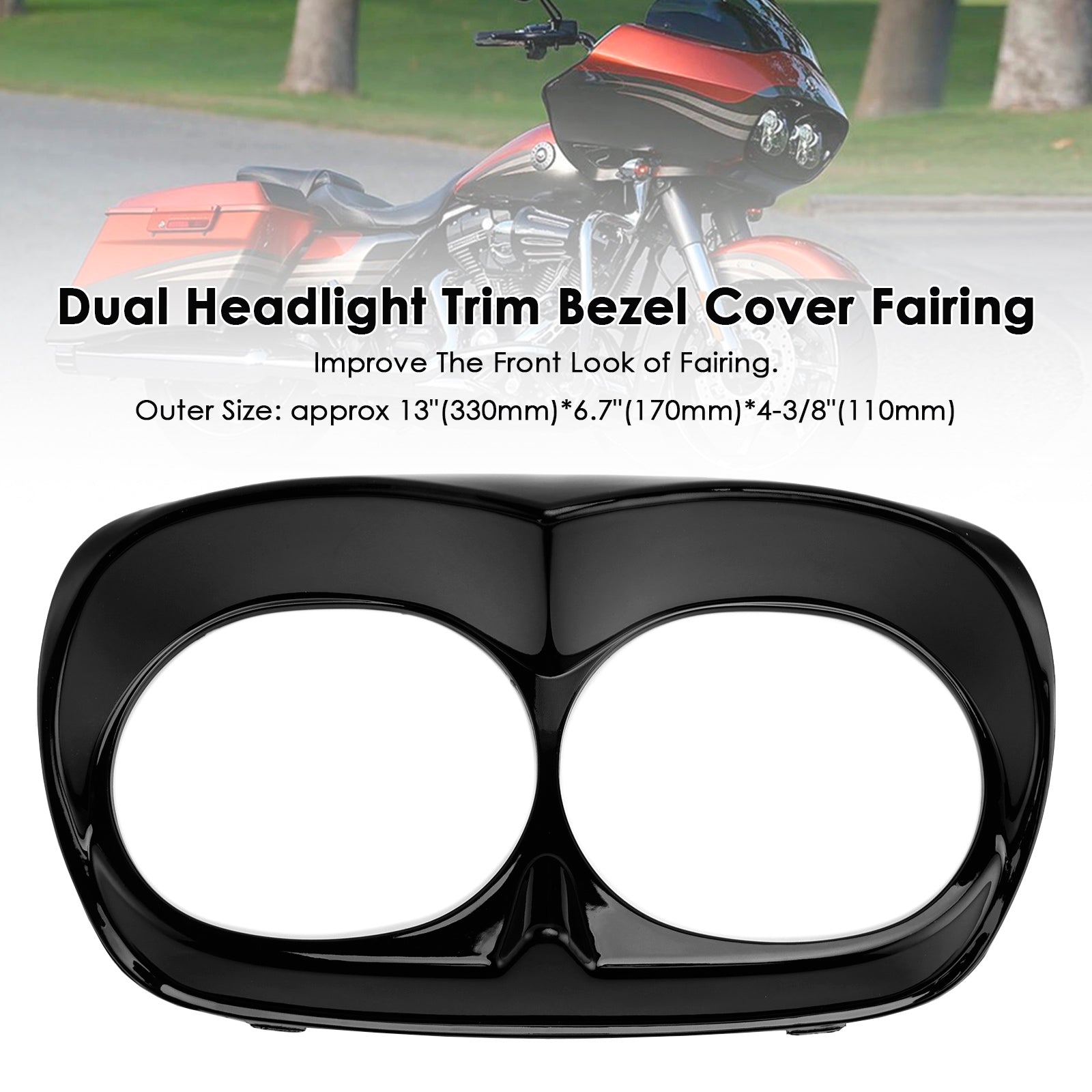 Dual Headlight Trim Bezel Cover Fairing For Road Glide 1998-2013