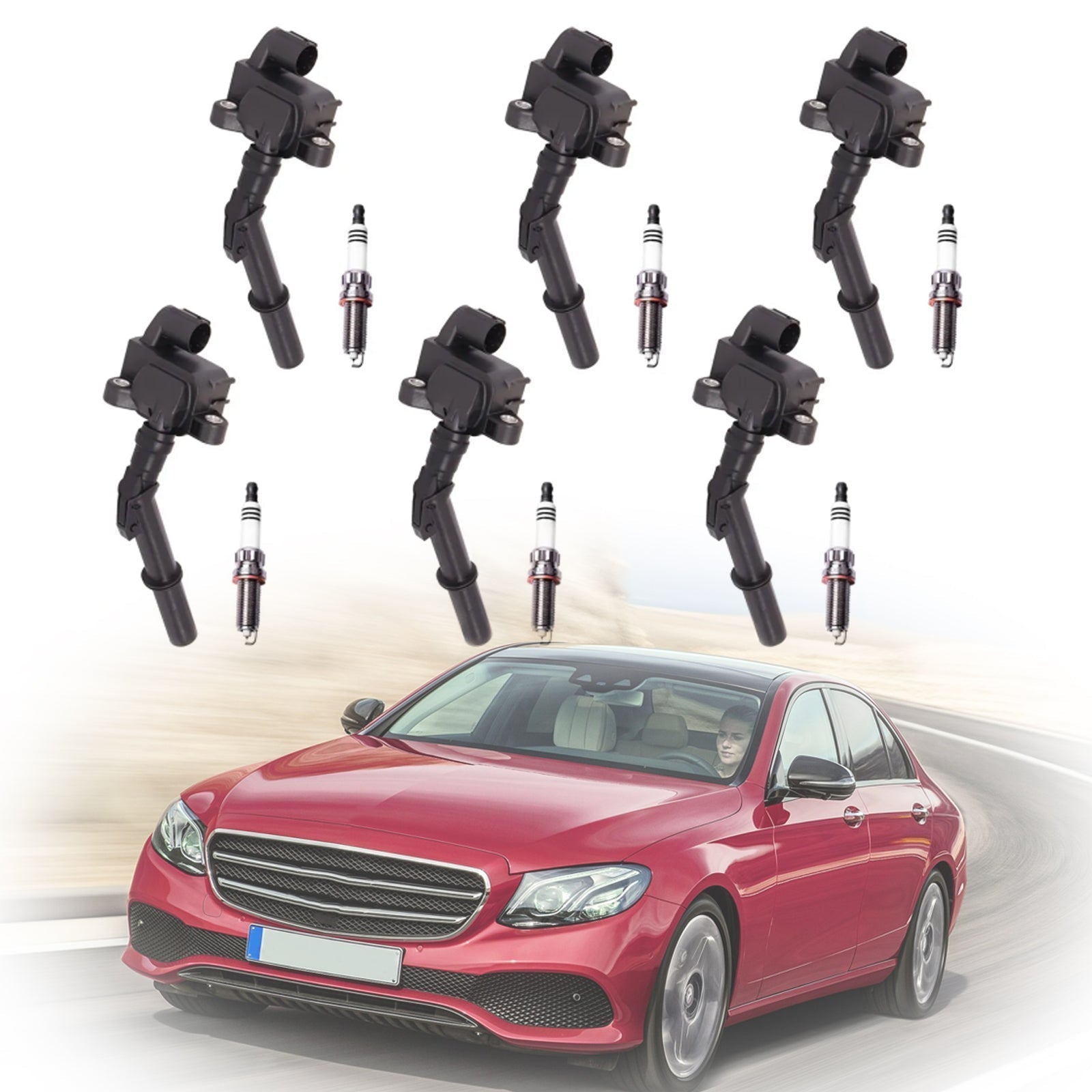 2012-2013 Mercedes-Benz ML350 V6 3.5L Ignition Coil +tennplugg UF741 6PCS 2769063700