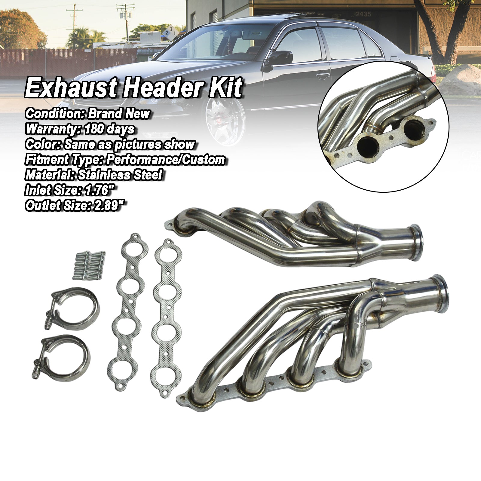 En-tête du collecteur d'échappement en acier pour petit bloc V8 LS1/LS2/LS3/LS6 LSX 1997-14