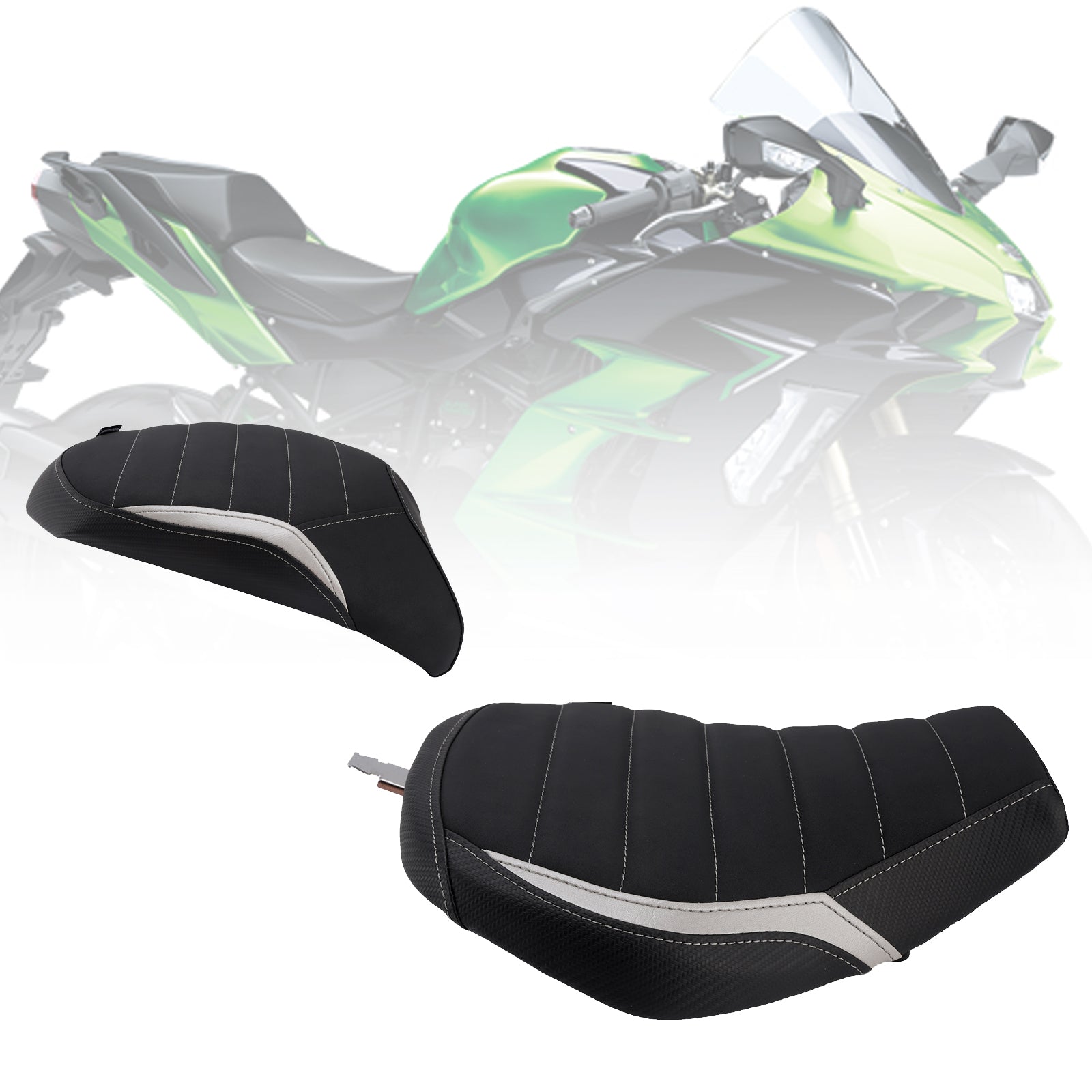 Driver&Passenger Seat Kit Rear Cushion Gray For Kawasaki Ninja H2 Sx 2022-2025