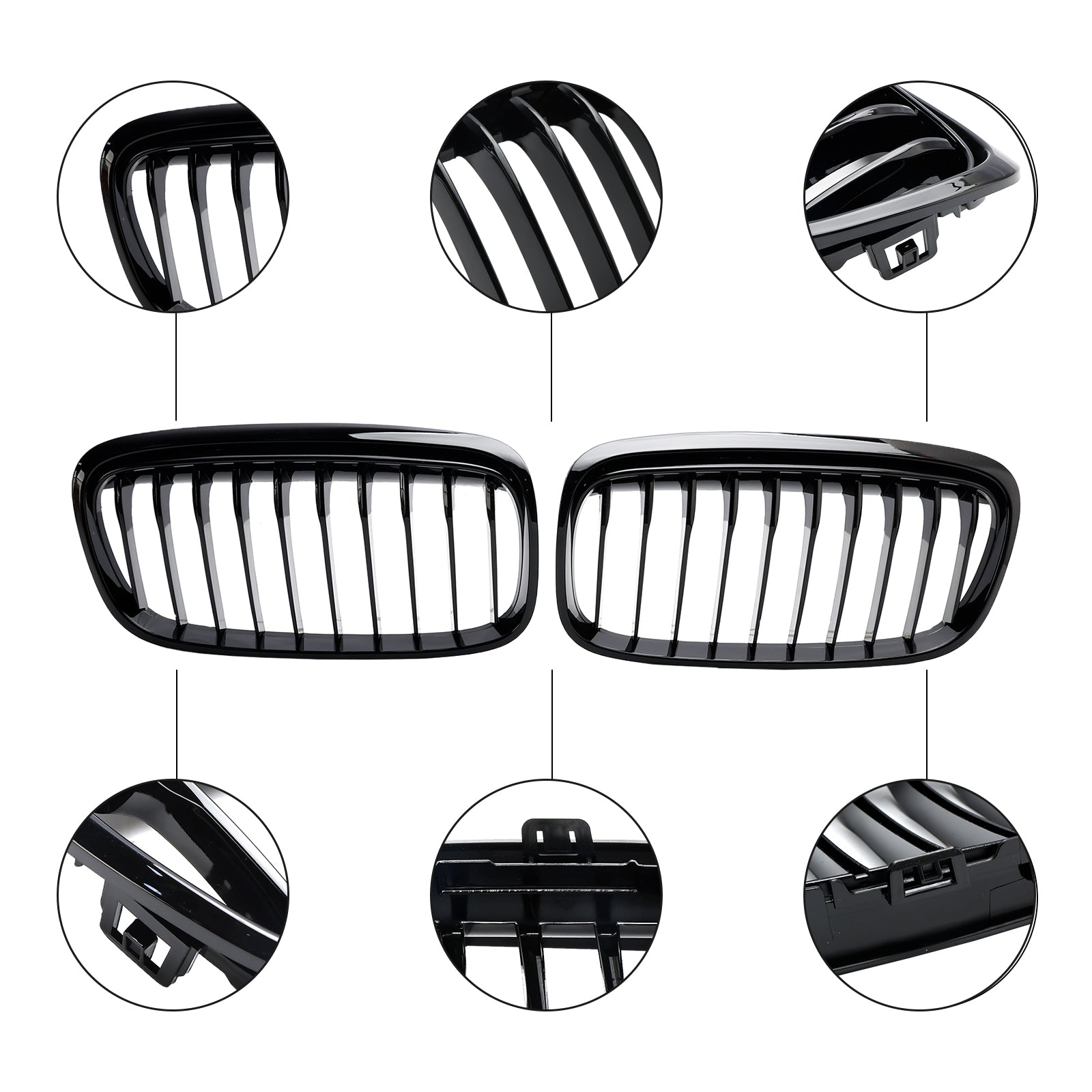 Gloss Black Front Grille Grill Fit BMW 2 série Gran Tourer F45 F46 2015-2018