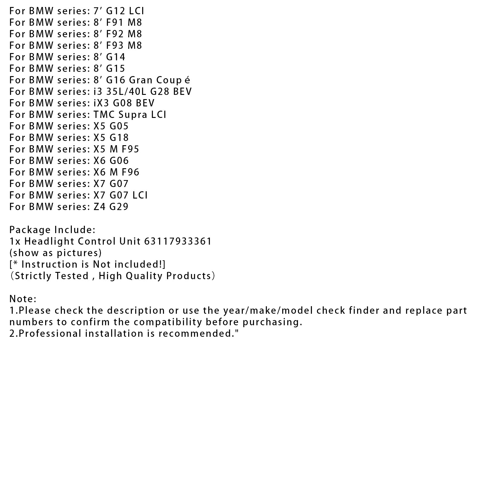 Headlight Control Unit 63117933361 For BMW X6 G06 F96 X7 G07 Adaptive Headlight