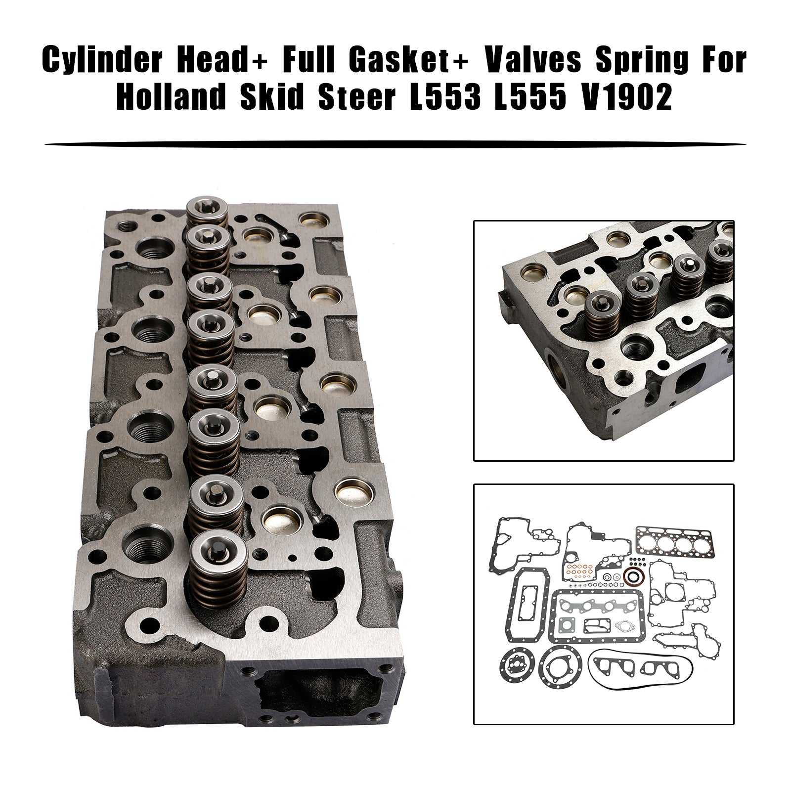 Complete cilinderkop + pakkingset voor Kubota V1902 Holland schranklader L555 L553