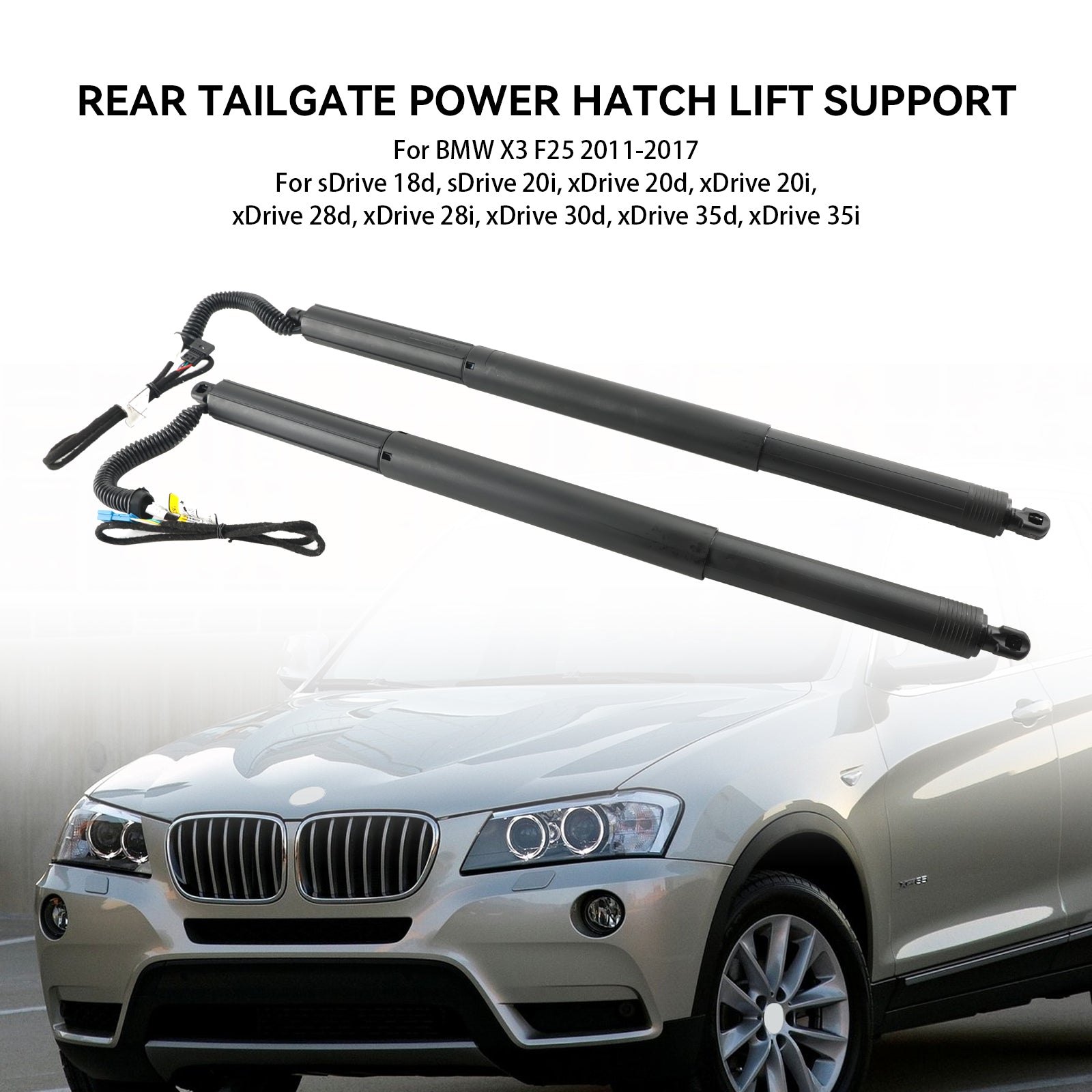 2011-2017 BMW X3 F25 sDrive 18d, sDrive 20i, xDrive 20d, xDrive 20i, xDrive 28d 2PCS Gauche & Droite Hayon Électrique Struts Gaz 51247232003