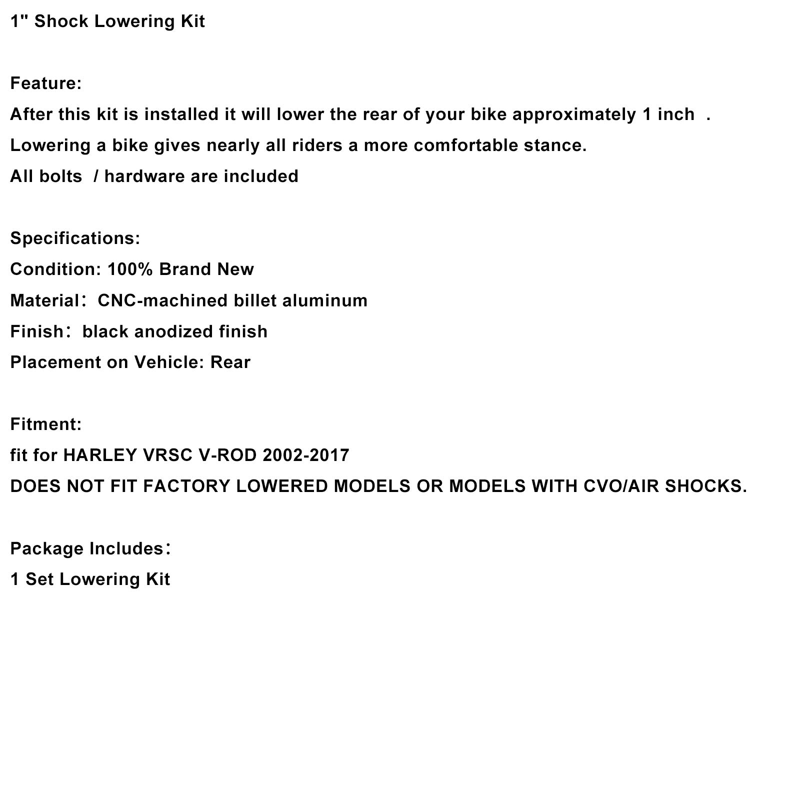 2007-2017HARLEY VRSC V-ROD 1" Shock Lowering Kit