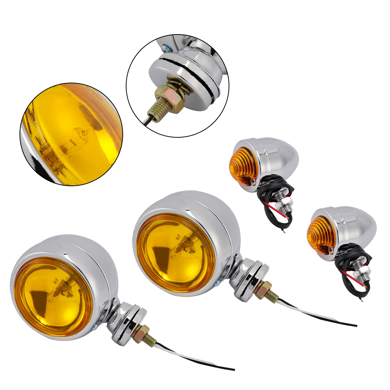 Motorcycle Beam Headlight Fog lampe personnalisée Chrome # D20 pour Racer Bobber Chopper