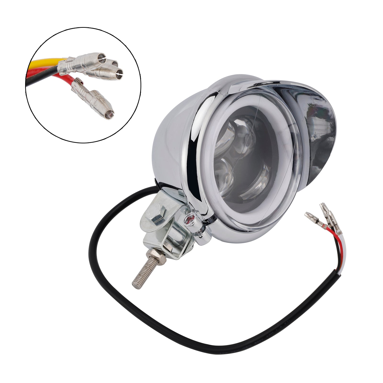 #D62 Headlight Lamp Spotlight Universal Coler Switch passer Chrome for Motorcycle