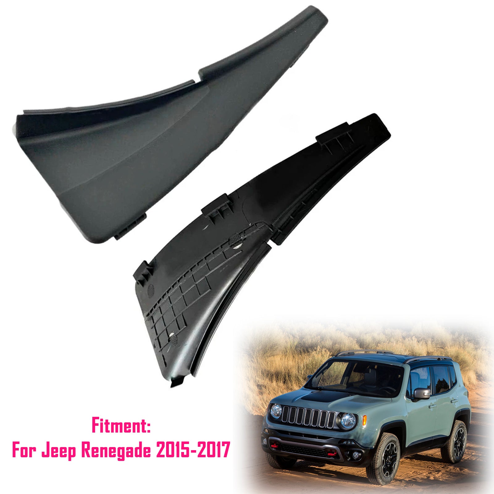 Pair Windshield Corner Wiper Cowl Cover For Jeep Renegade 2015-2017