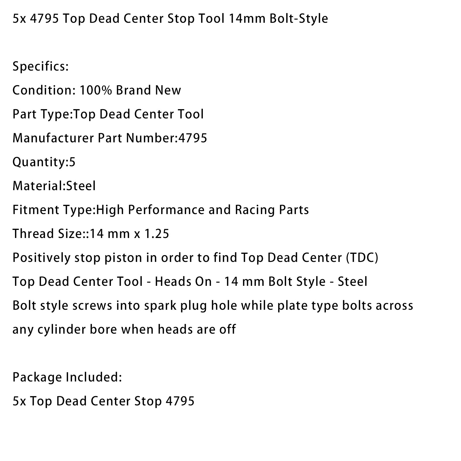 5X 4795 Top Dead Center Stop Tool 14mm Bolt-Style