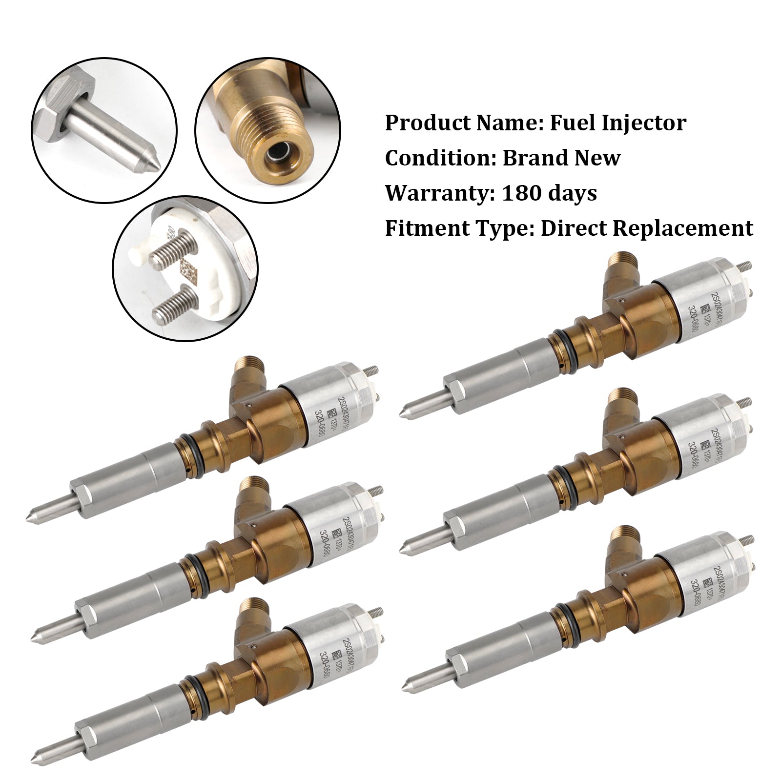 6st bränsleinsprutare 2645A747 Fit Cat Fit Caterpillar Perkins C6.6 320-0680