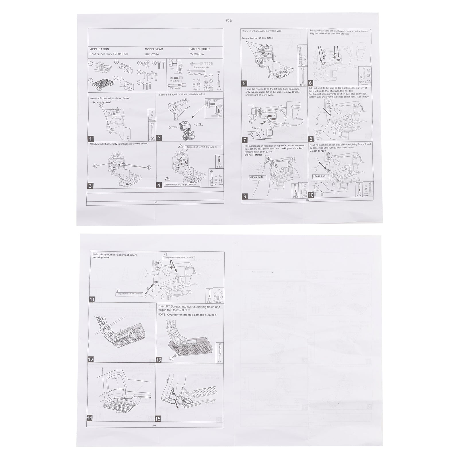 2023-2025 Ford F-250 F-350 Super Duty Säng Infällbar Steg 75330-01A