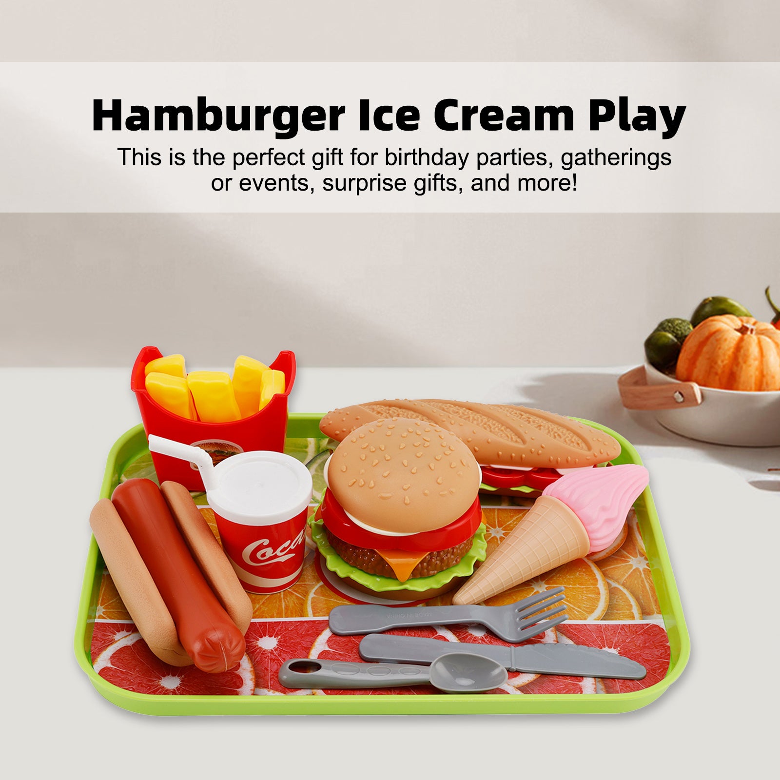 Sorvete de hamburger brincar com comida fingir brinquedos de cozinha conjunto infantil conjunto de brinquedos para criança