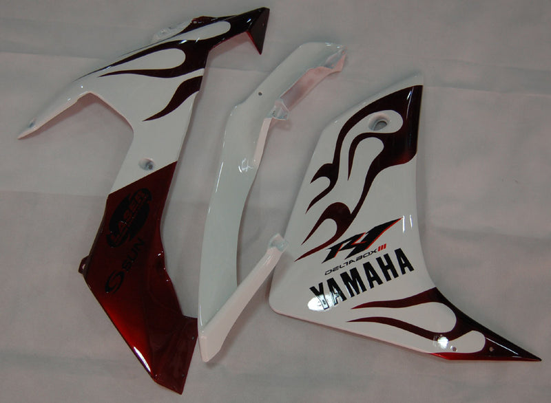 2007-2008 Yamaha YZF-R1 White & Dark Red Flame Racing Fairings Generic