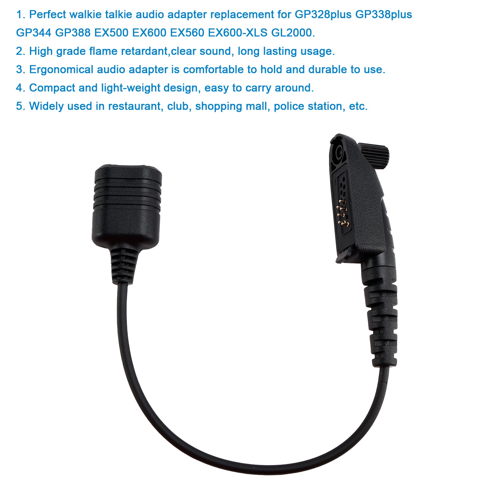 K Interface Headset Port Converter Cable for GP328plus GP338plus GP344 GP388