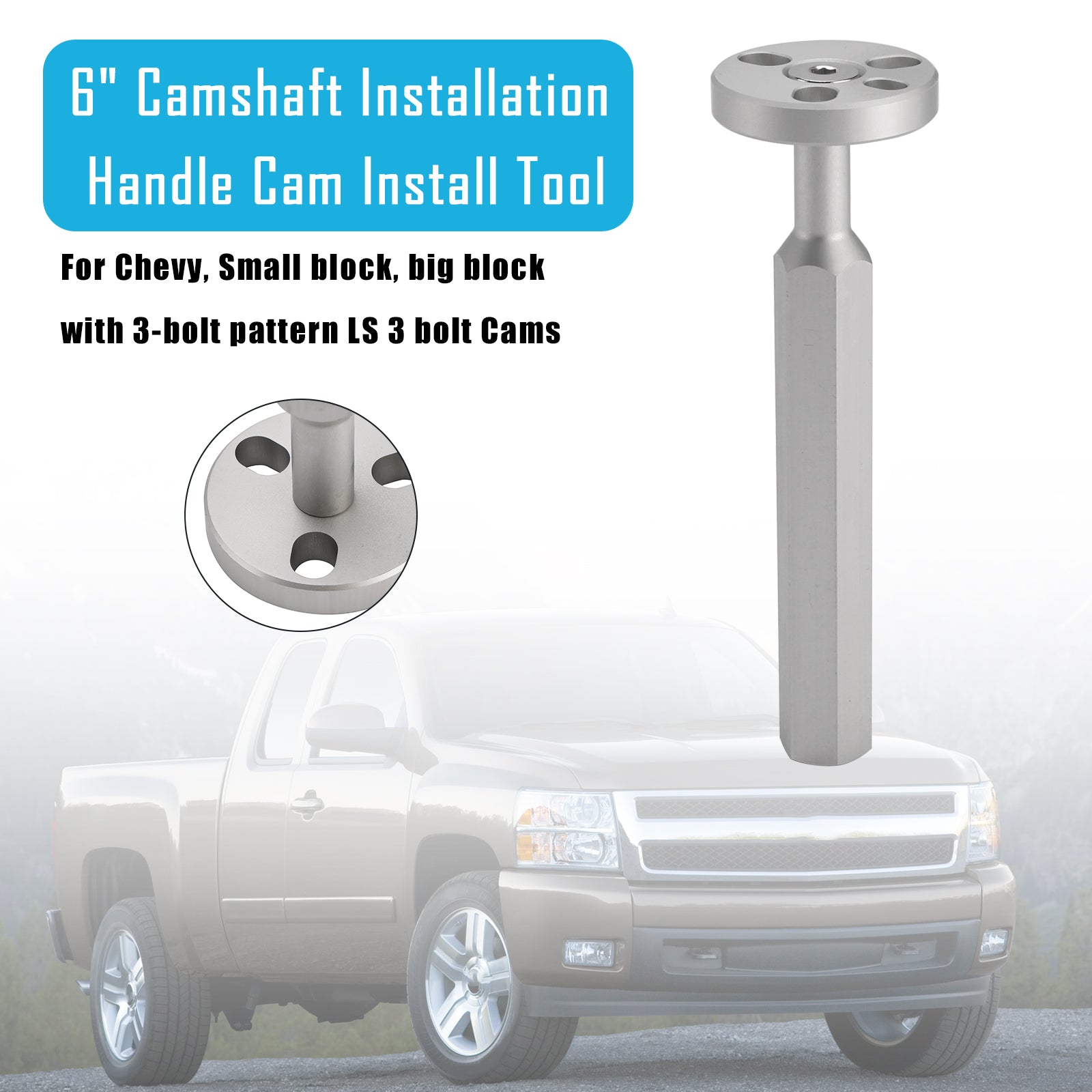 6" Camshaft Installation Handle Cam Install Tool For Chevy with 3-bolt pattern
