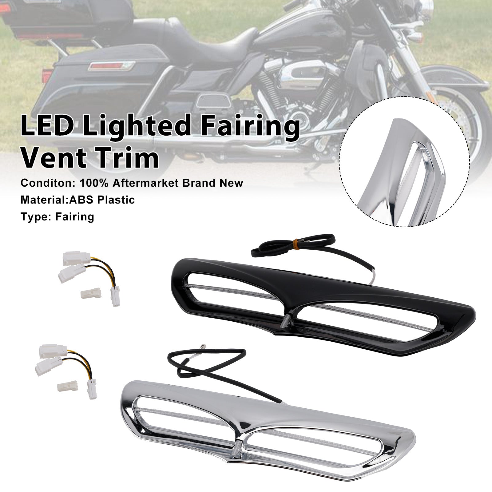 LED Lighted Fairing Vent Trim For Electra Street Glide FLHTCU 2014-2022
