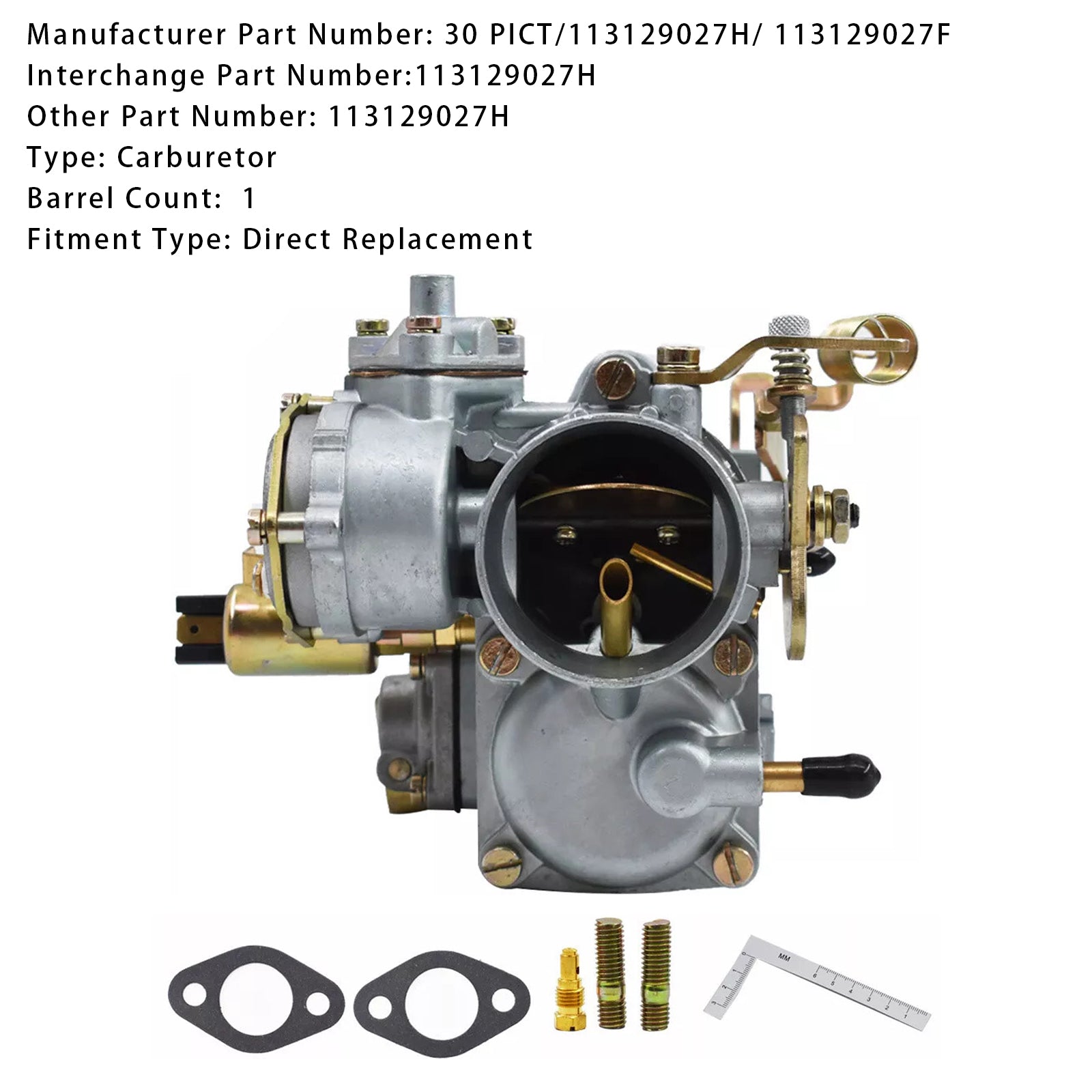 30 PICT-1 förgasare 1 fat 113129027H för VW Beetle enportsmotorer