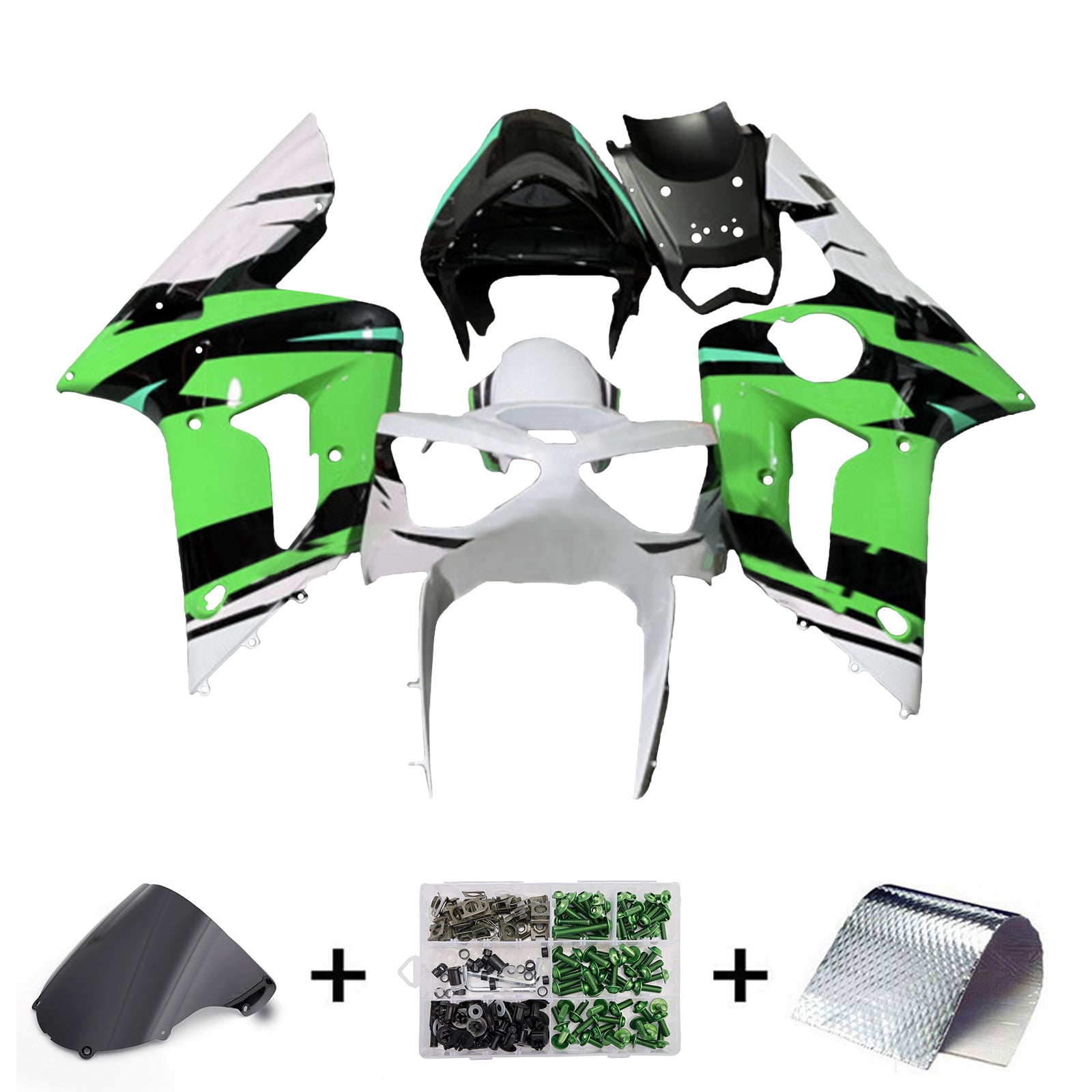 Injeksjon Fairing Kit Bodywork Plast Abs Fit for Kawasaki ZX6R 636 2003-2004