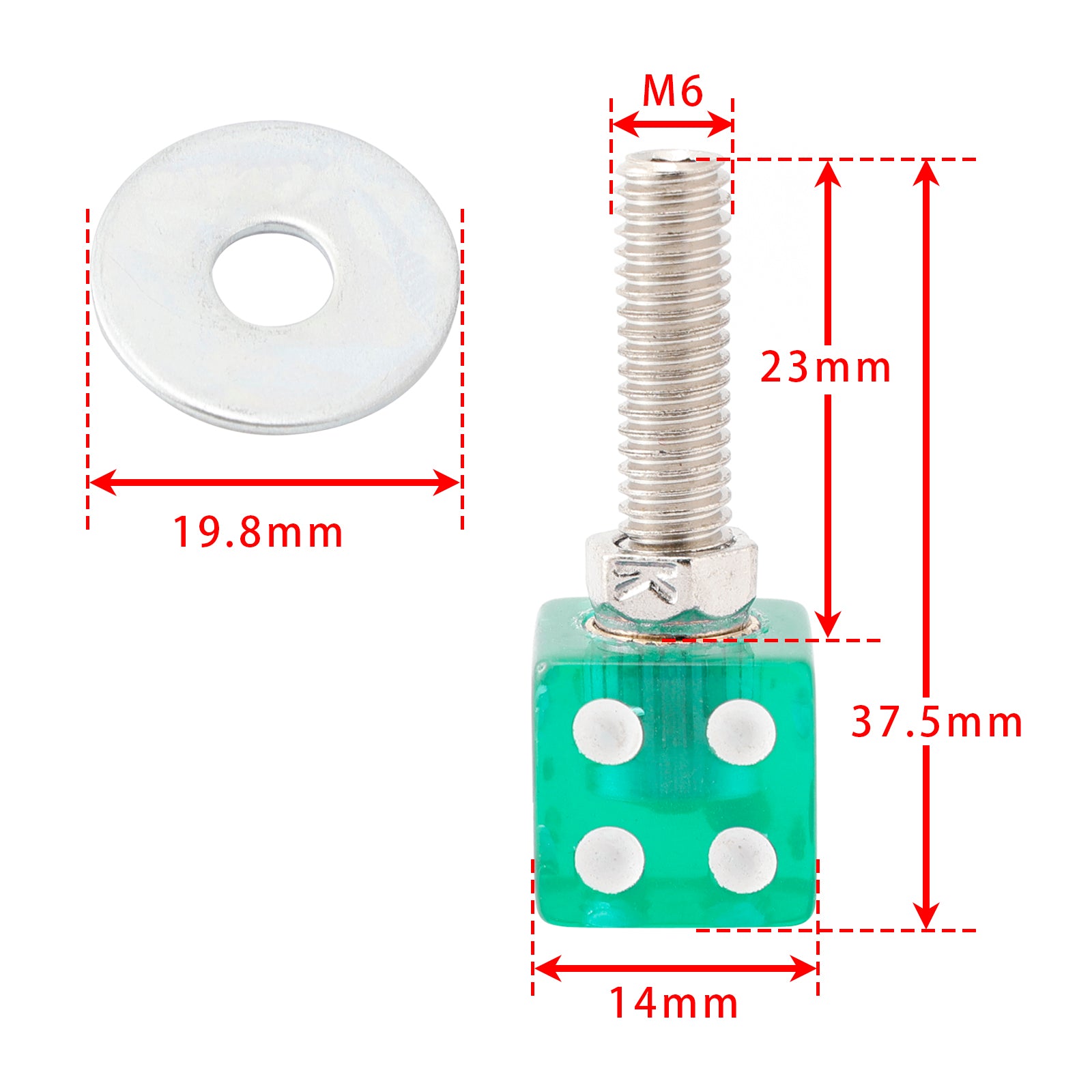 4x Custom DICE License Plate Bolt Screw Green Plastic Motorcycle Chopper Bobber