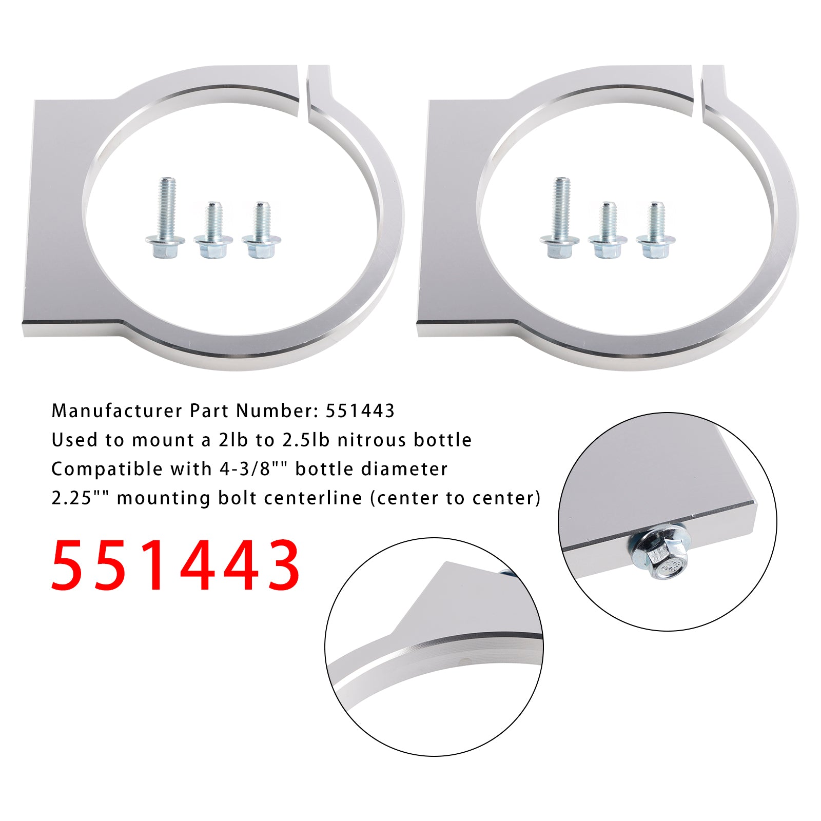 2-pack 2lb lustgasflaskhållare 2.5 4-3/8" Flaskans diameter Tankfäste
