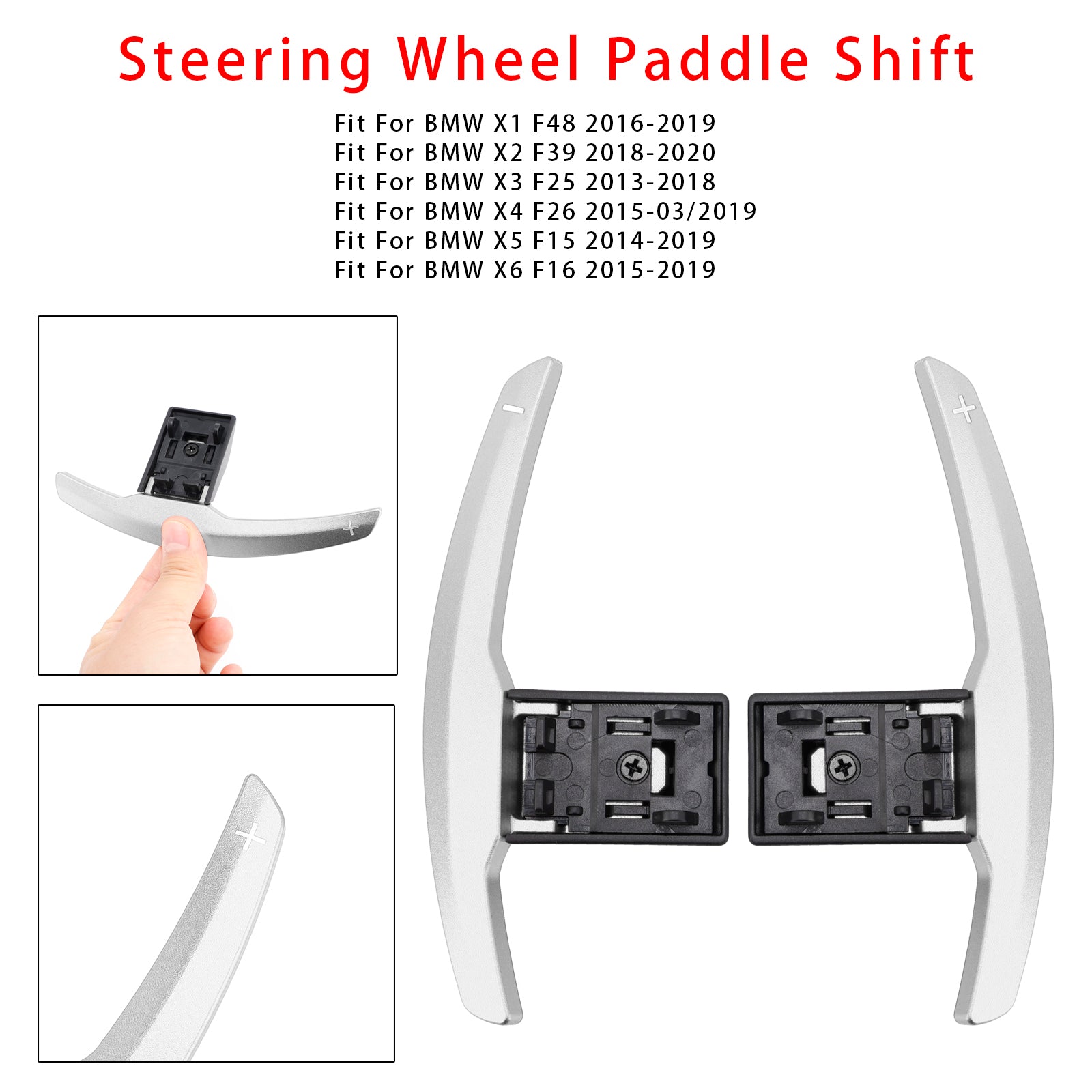 Paddelväxelförlängning för BMW F-serie F30 F31 F32 F10 X3 X5 Aluminium Silver