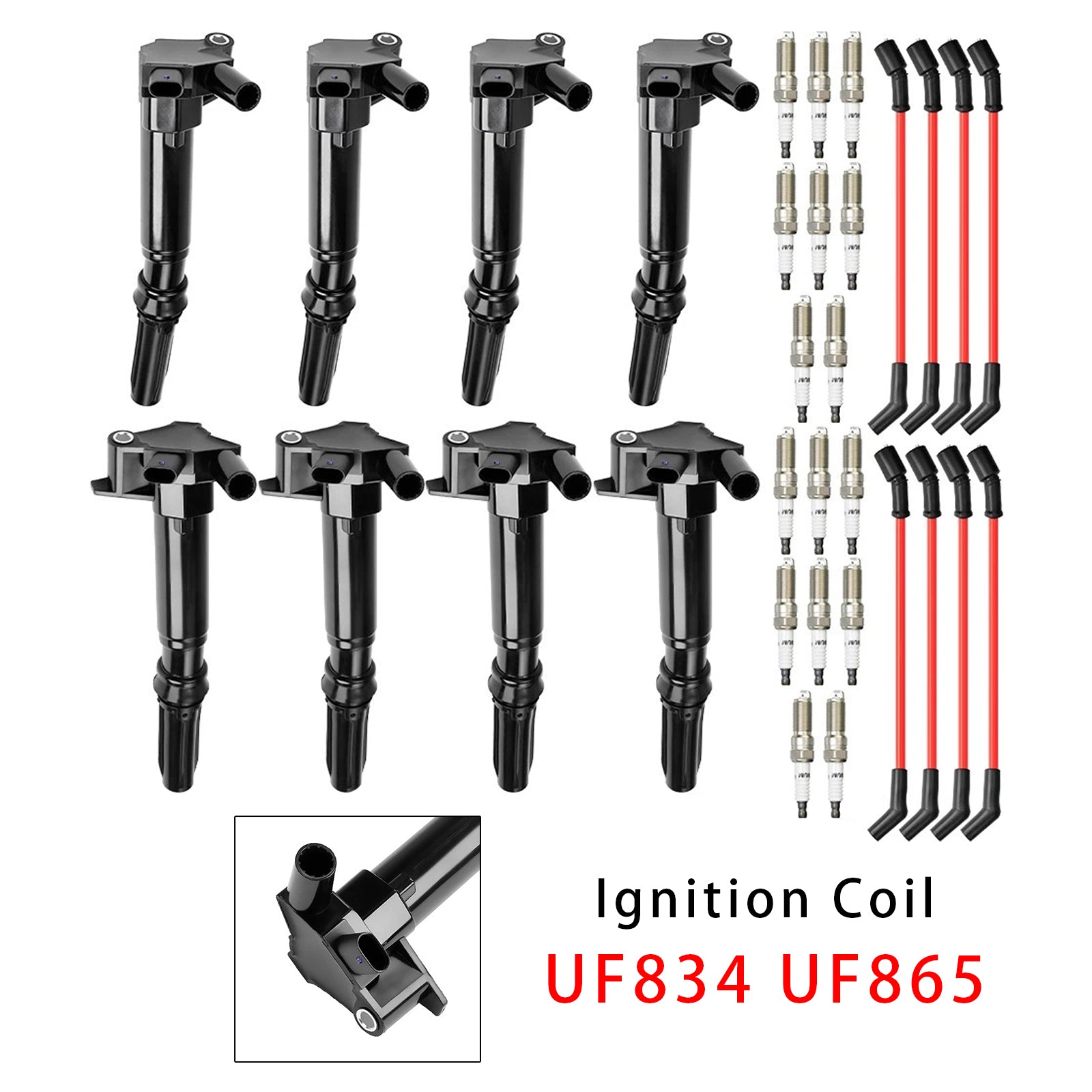 8 Ignition Coil+16 Spark Plug+8 Wires UF834 UF865 For Ford F-250 F-350 E-450