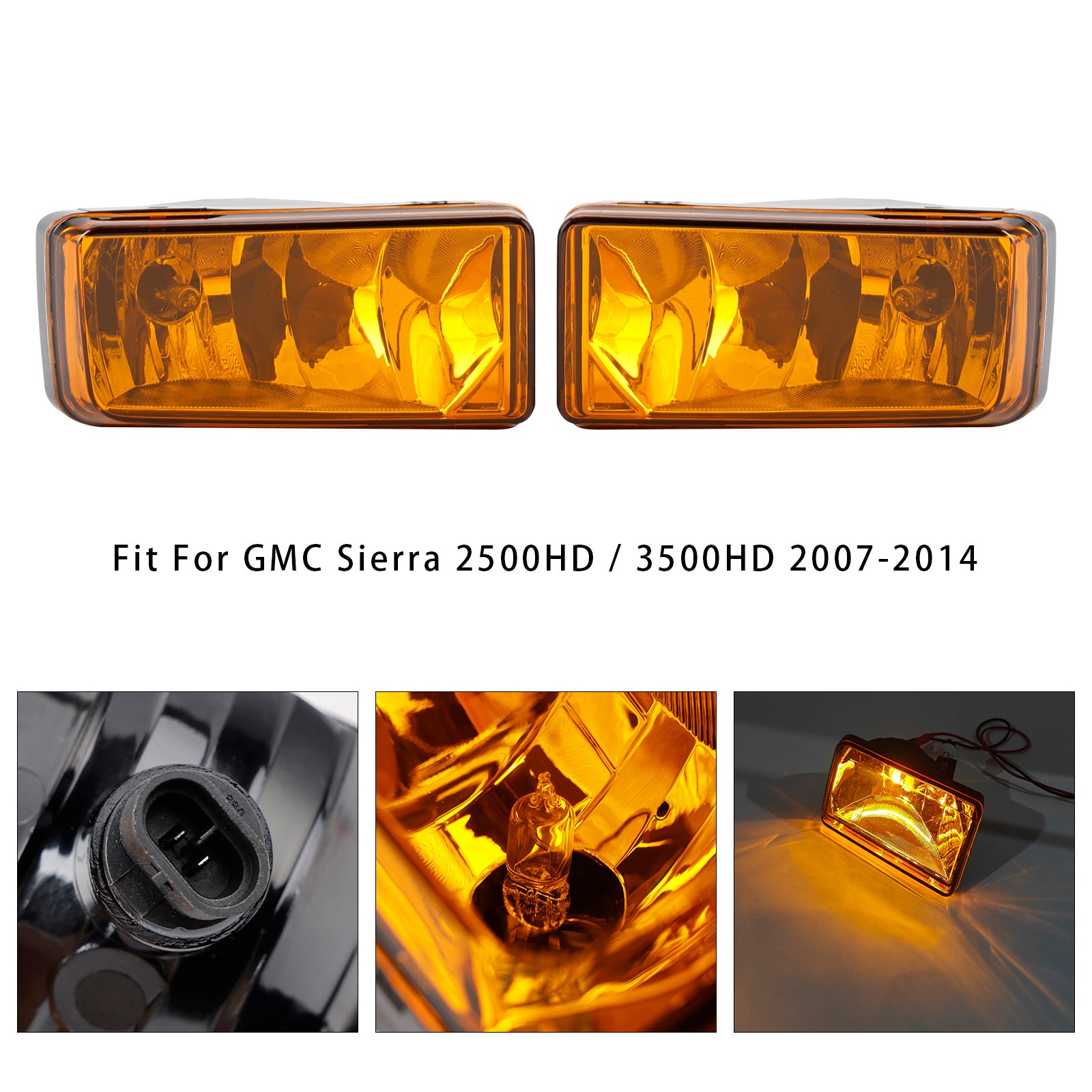 Par tåkelamper med pærer for Chevy Tahoe Sierra 2007-2015 gul linse