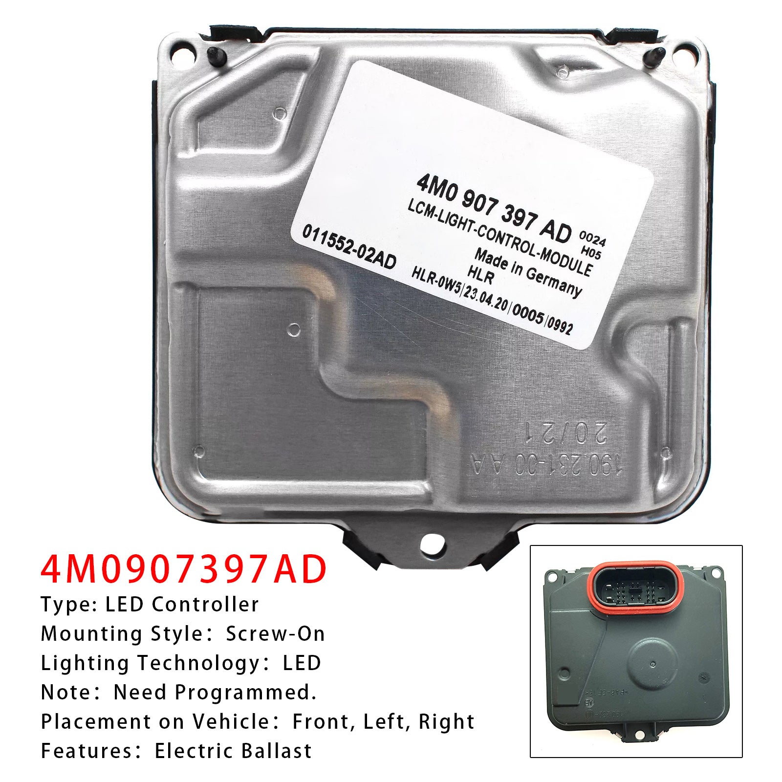 LED Light Control Module 4M0907397AD LCM Matrix For AUDI A4 A5 S5 S4 RS4 RS5