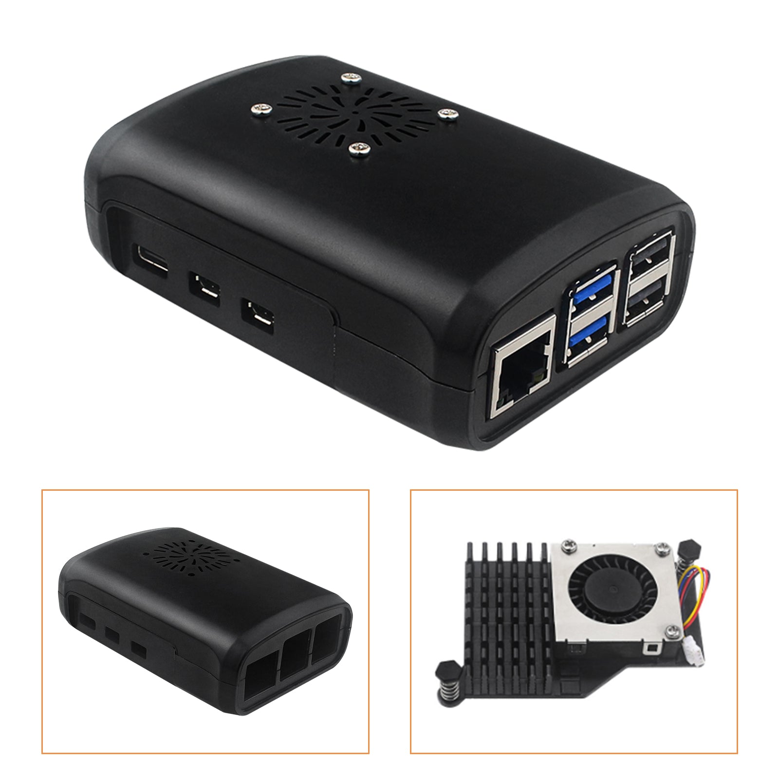 ABS Shell Raspberry PI5/5B injektion Gjuten skyddsskal W Active Radiator